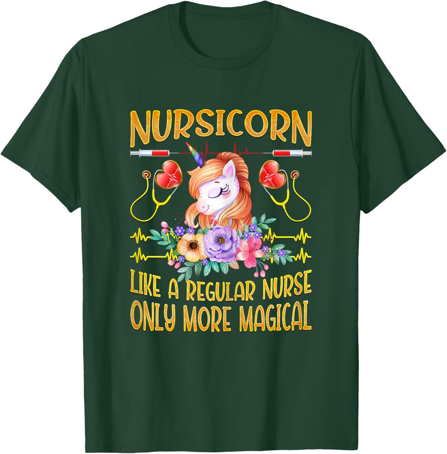 Nursing Shirts For Nurses Funny, Nurse Unicorn Nursicorn T-Shirt - T-Shirt | Forest