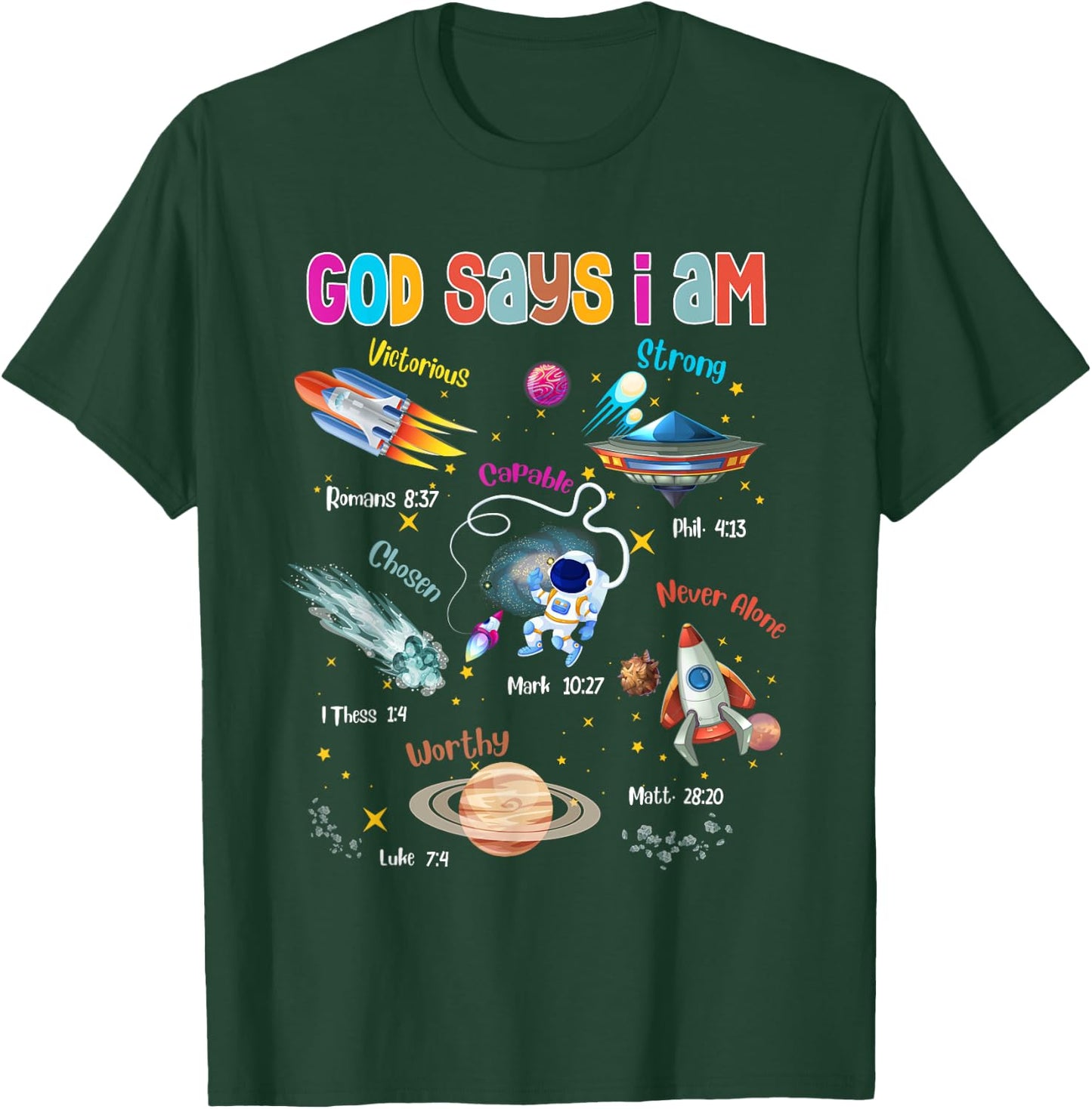 God Says I Am Cute Christian Outer Space Toddler Boys Kids T-Shirt - T-Shirt | Forest