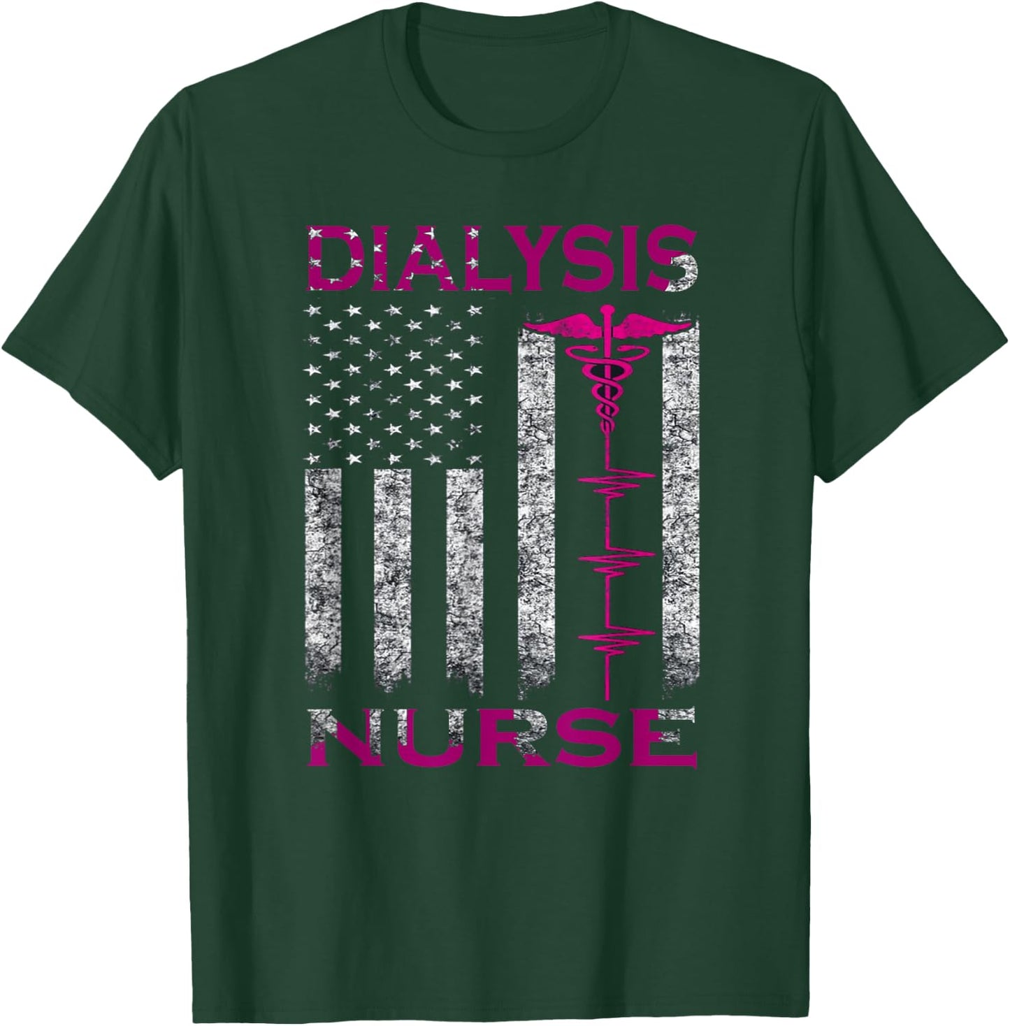 Dialysis Nurse Awareness American Flag T-Shirt - T-Shirt | Forest