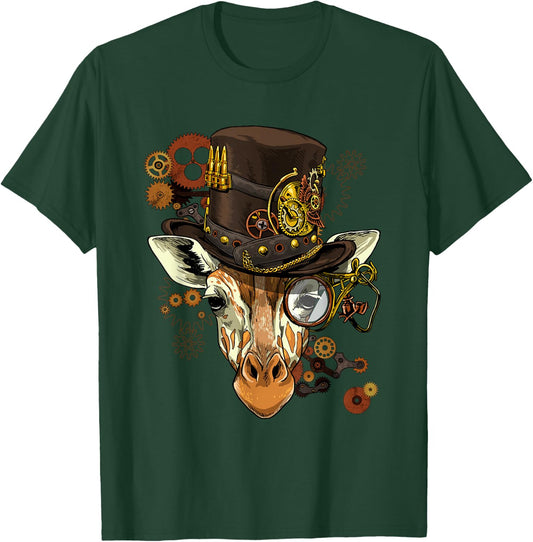 Steampunk Gear Giraffe Shirt Mechanical Animal Giraffe Lover T-Shirt - T-Shirt | Forest