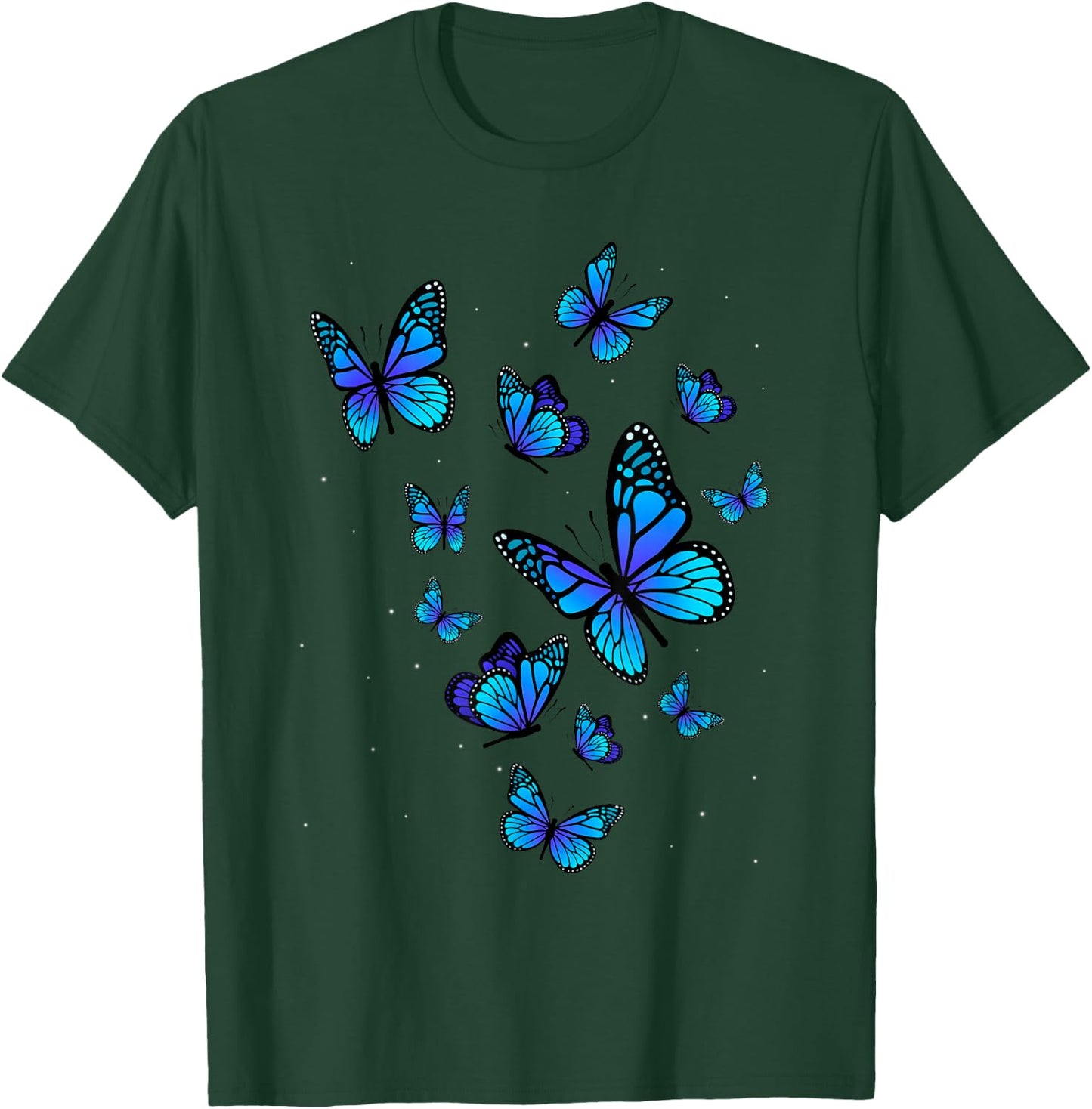 Blue Butterfly Art Garden Beautiful Butterflies T-Shirt - T-Shirt | Forest