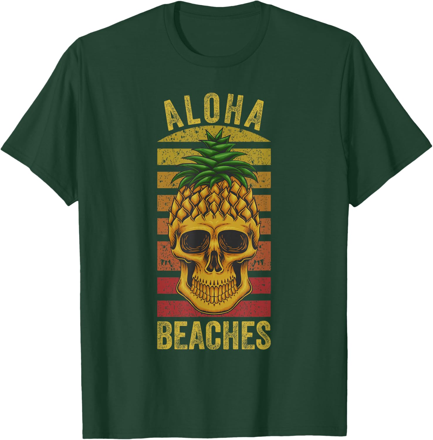Hawaiian Pineapple Skull Aloha Beaches Funny Hawaii Summer T-Shirt - T-Shirt | Forest