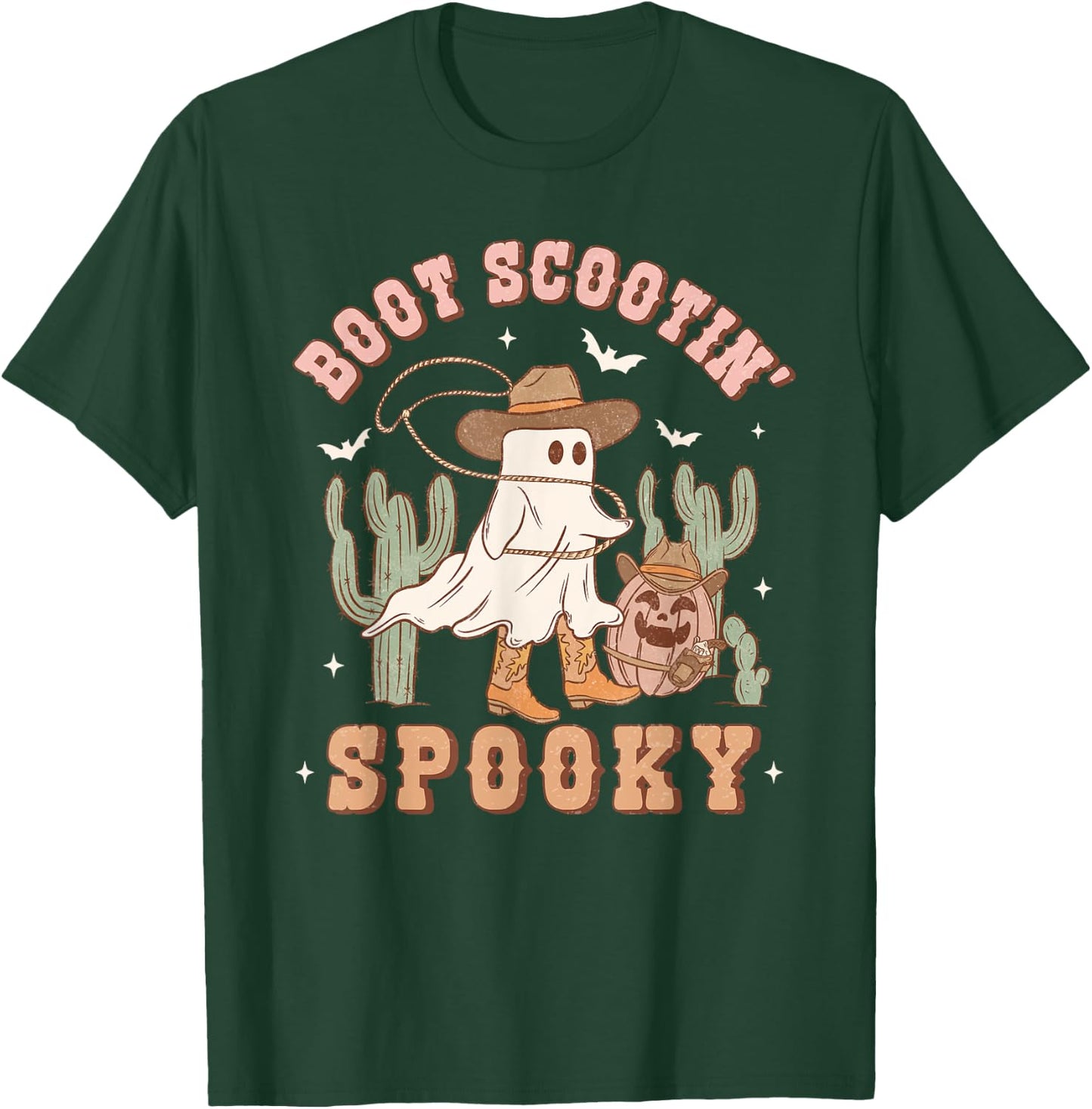 Retro Halloween Cowgirl Ghost Western Boot Scootin Spooky T-Shirt - T-Shirt | Forest
