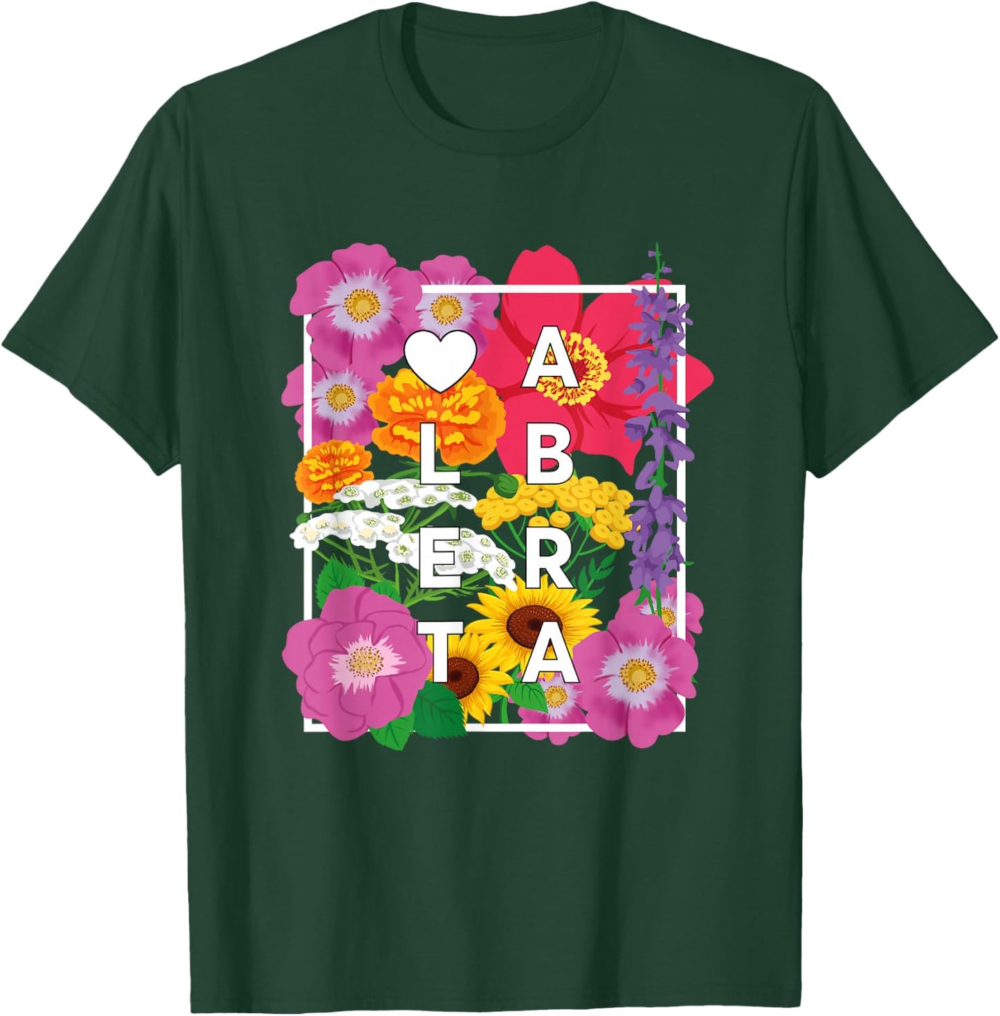 Flowers of Alberta Canada Word Art - Albertan Pride T-Shirt - T-Shirt | Forest