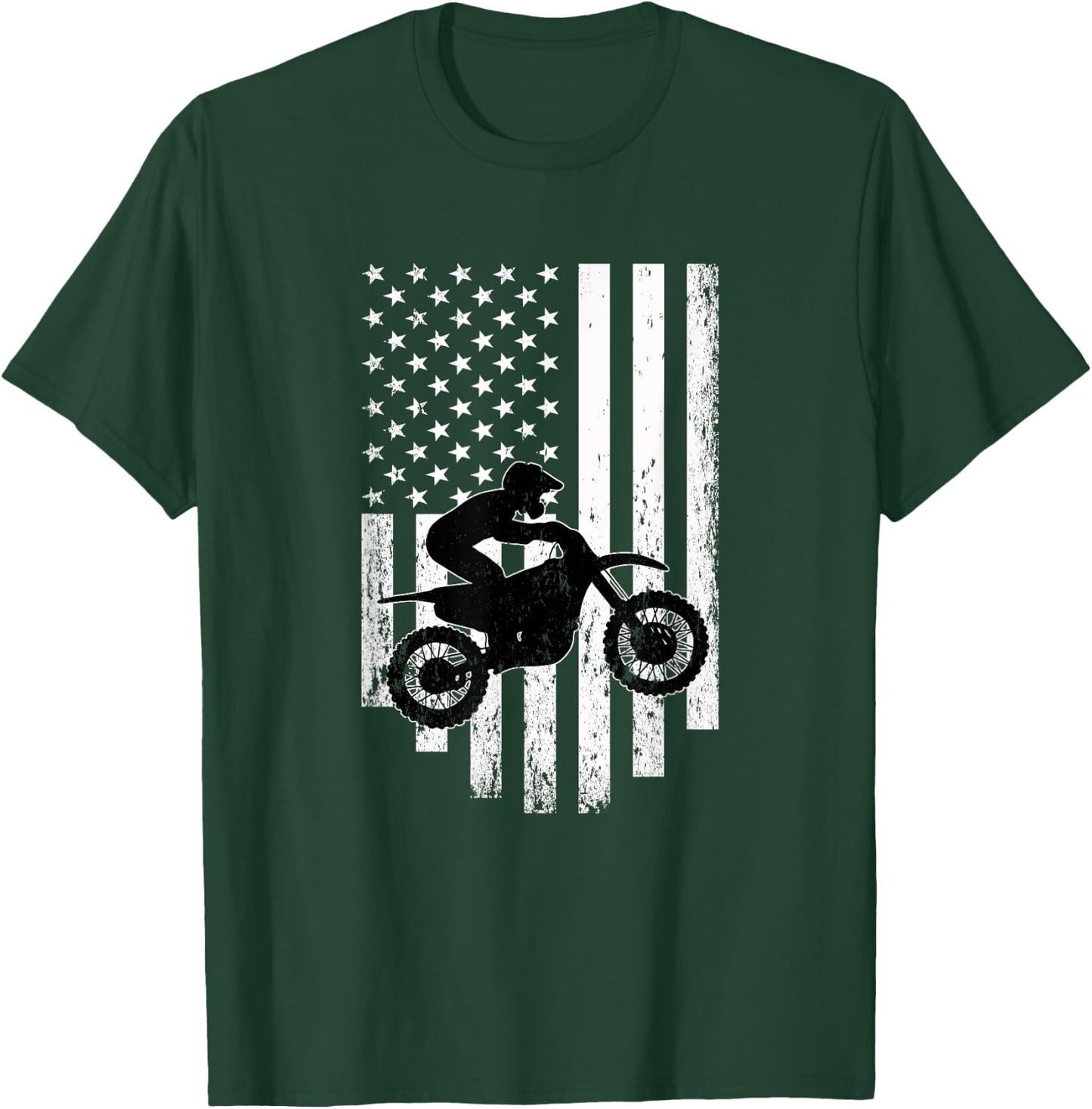 American Flag Motorcross Braap Dirt Bike T-Shirt - T-Shirt | Forest