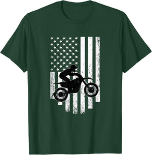 American Flag Motorcross Braap Dirt Bike T-Shirt - T-Shirt | Forest