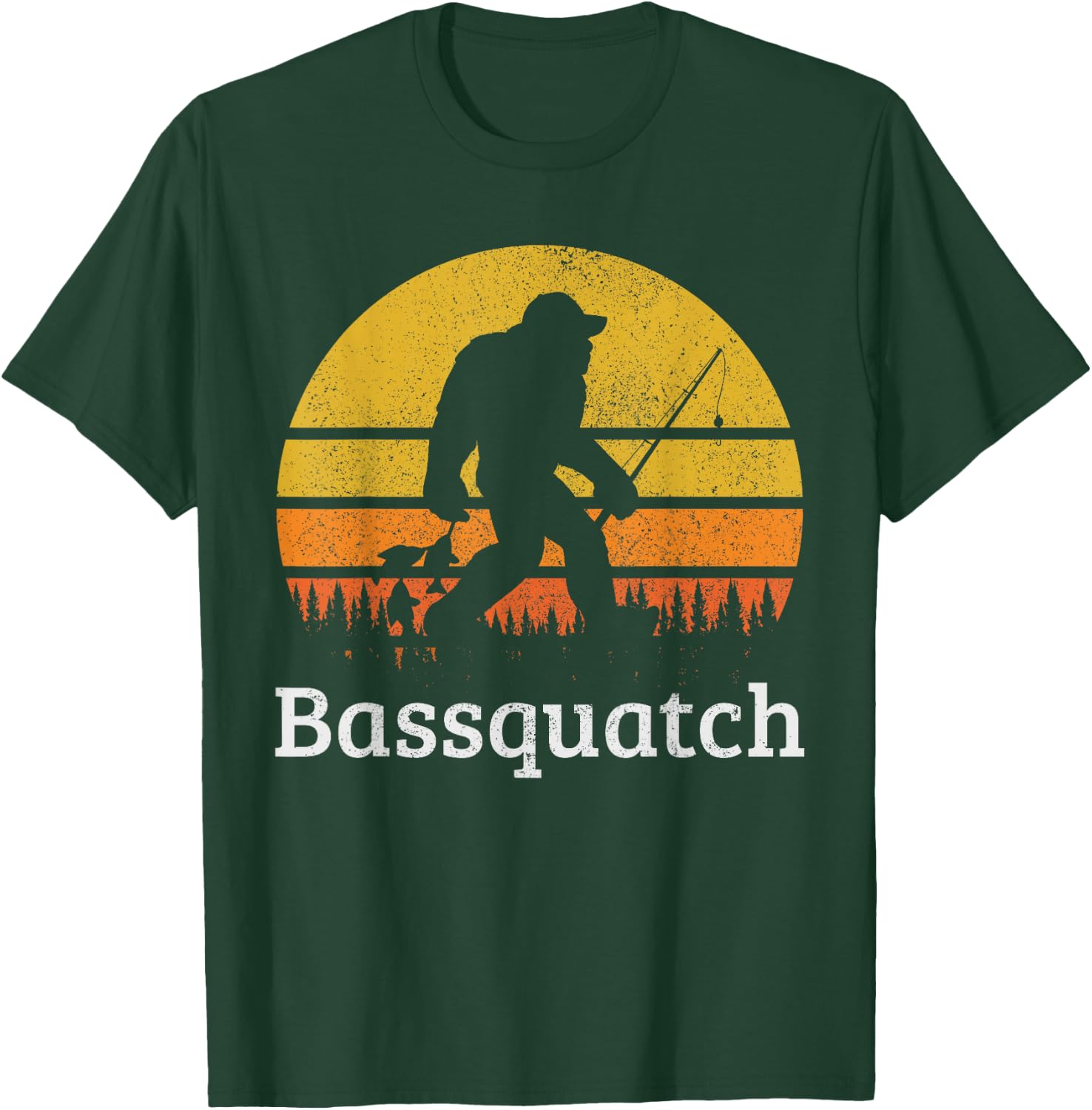 Bassquatch Funny Bass Fishing Sasquatch Bigfoot Vintage Gift T-Shirt - T-Shirt | Forest