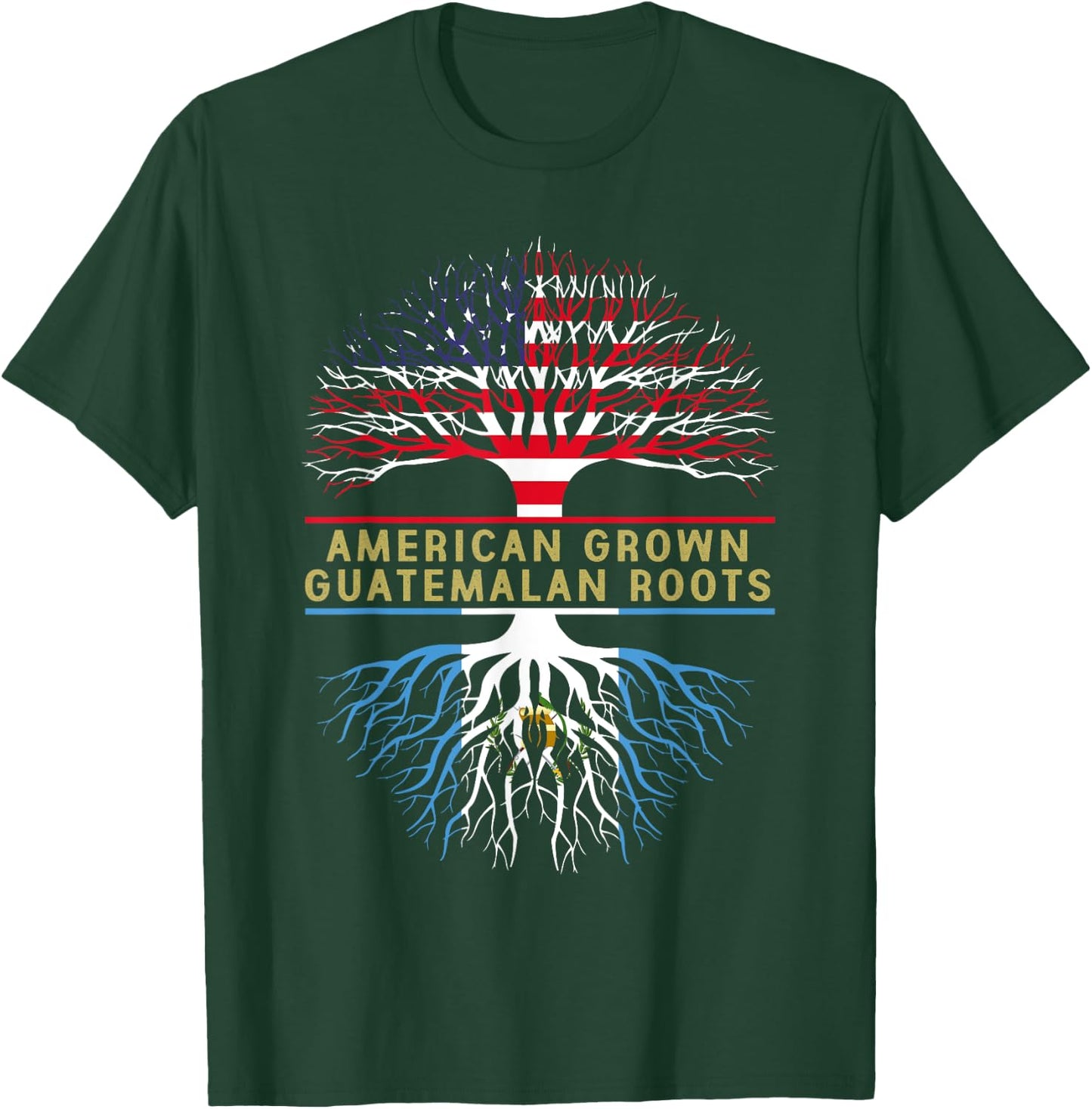American Grown Guatemalan Roots America Guatemala Tree Flag T-Shirt - T-Shirt | Forest