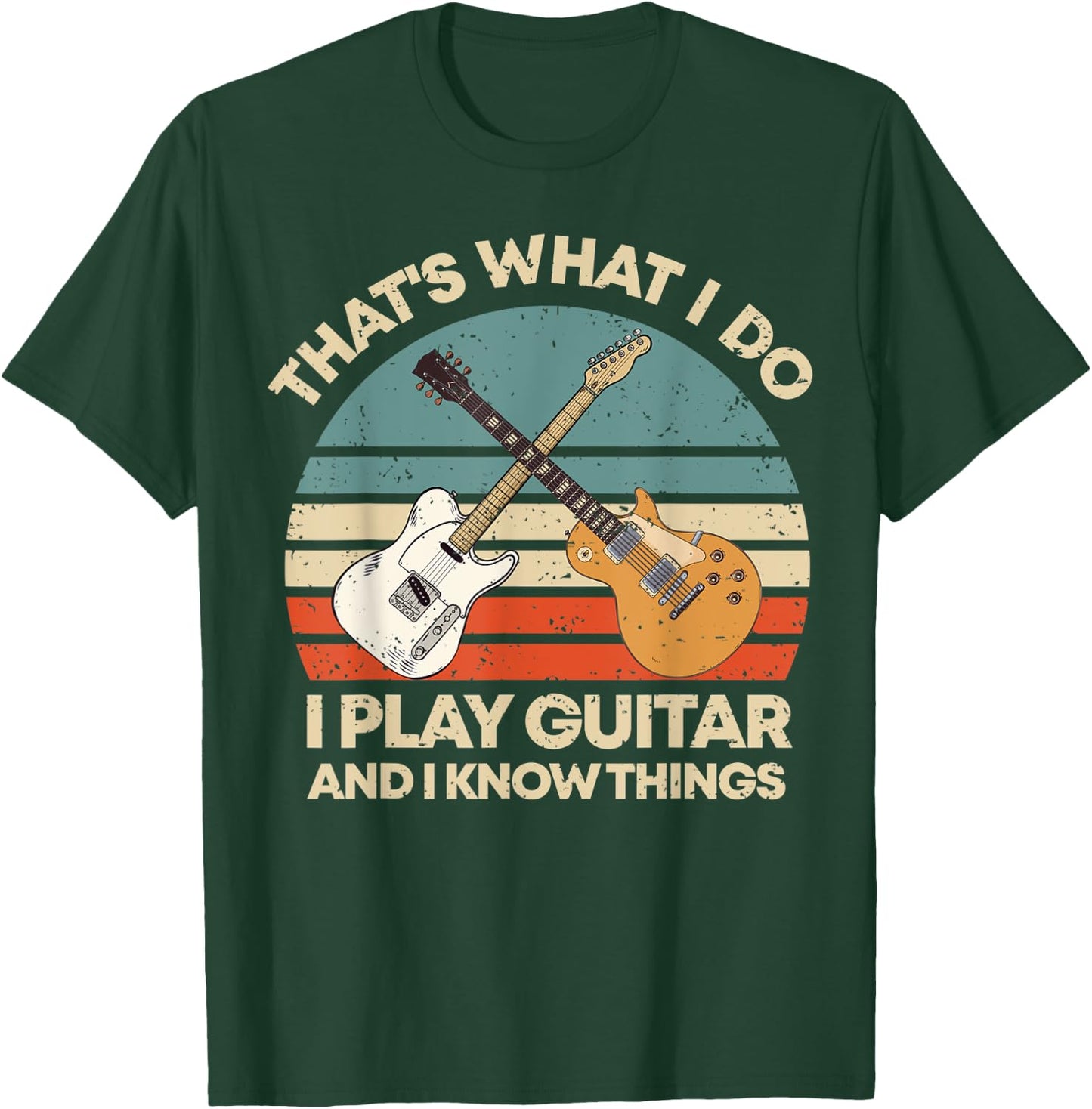 Play Guitar And I Know Things Retro Music Funny Vintage T-Shirt - T-Shirt | Forest