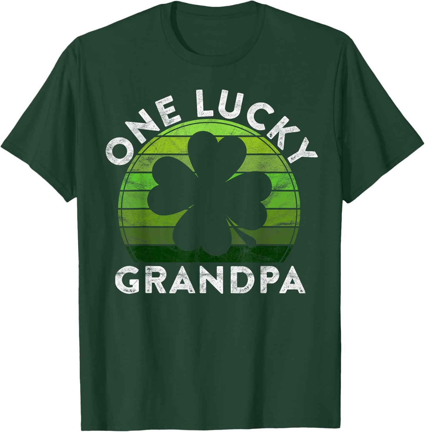 One Lucky Grandpa Gift Shamrock Sunset Irish St Patricks Day T-Shirt - T-Shirt | Forest