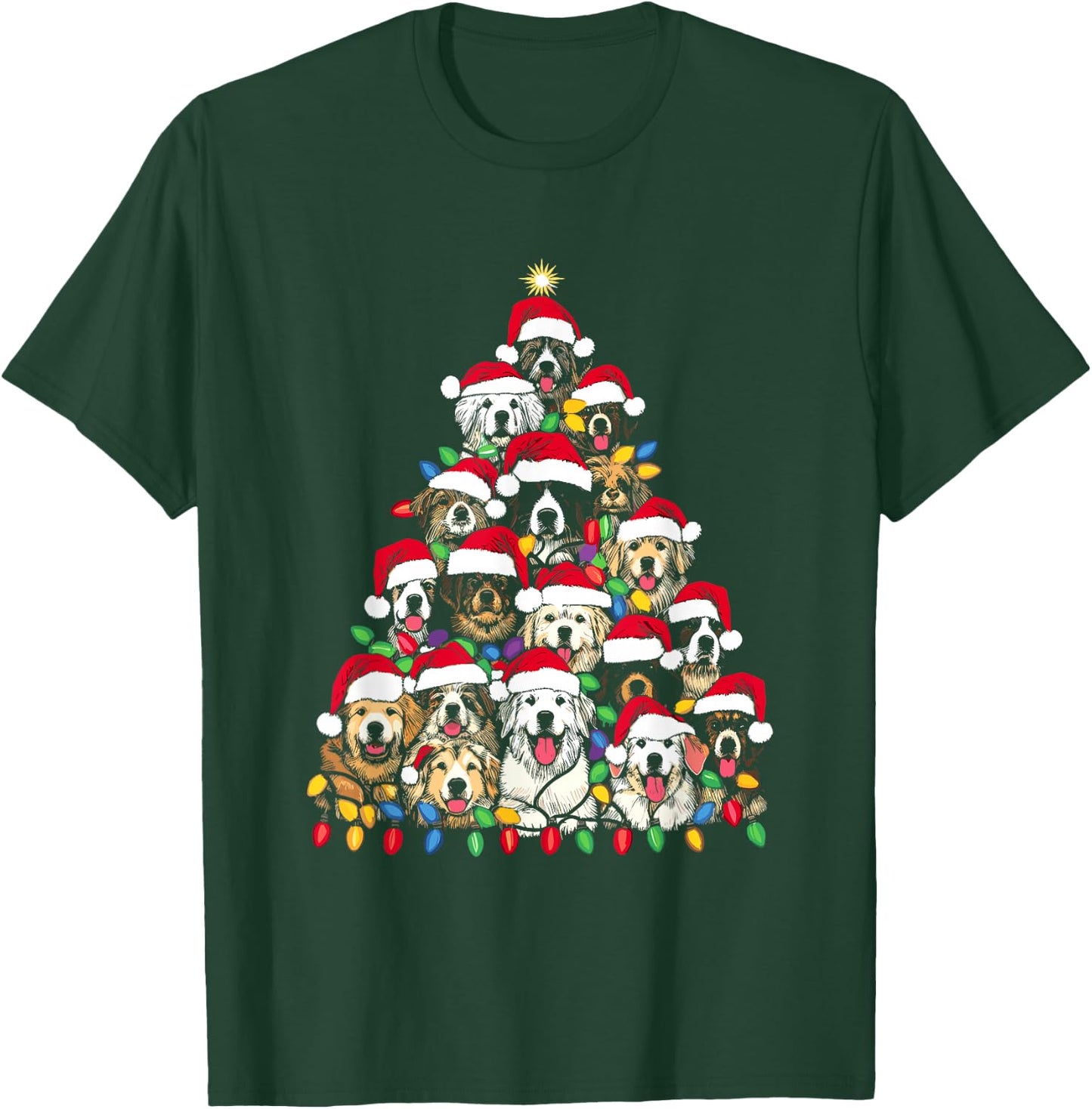 Christmas Tree Of Puppies - Funny Xmas Tree Dog Puppy Lover Men Women Kids T-Shirt - T-Shirt | Forest