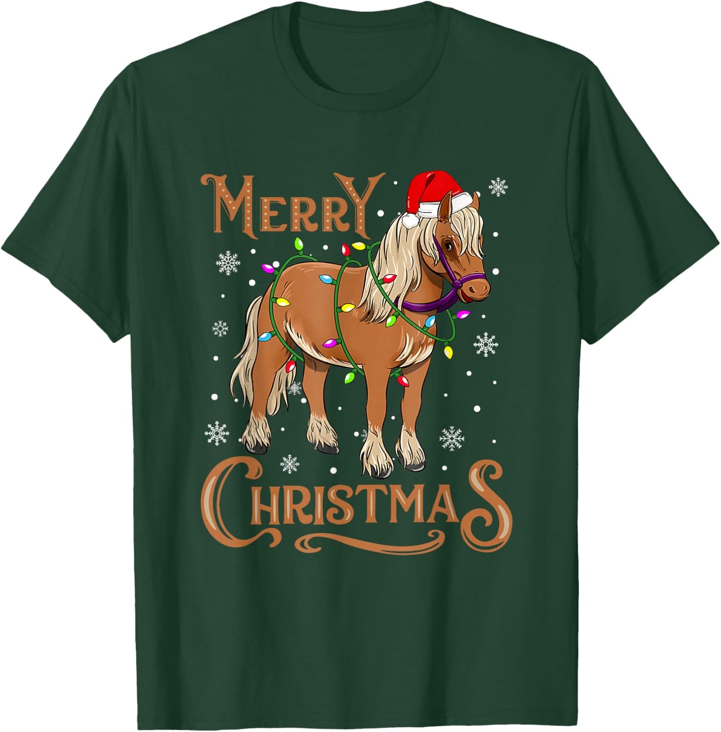 Christmas Gifts Boys Girls Men Women Christmas Pajamas Horse T-Shirt - T-Shirt | Forest