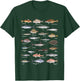 Vintage Fish Identification Chart Fishing T-Shirt - T-Shirt | Forest