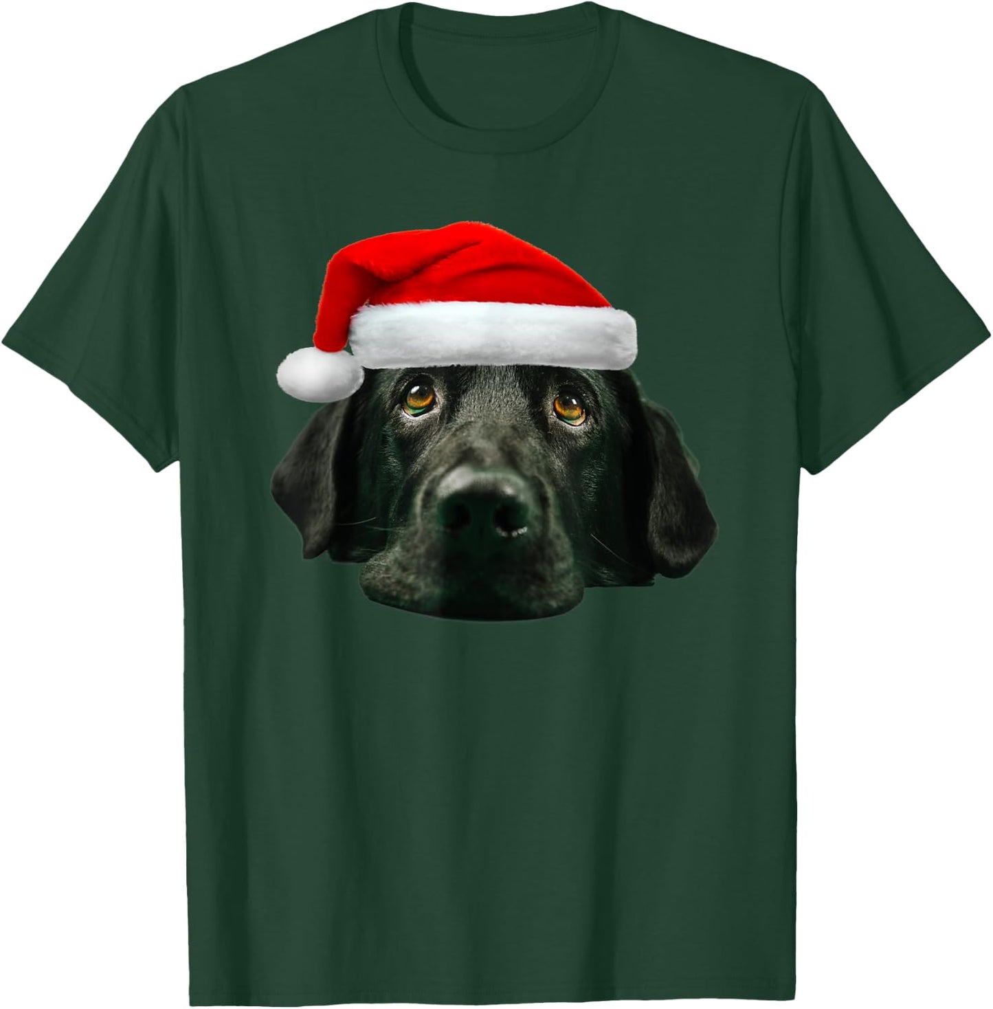 Black Lab Shirt Cute Santa Hat Image Funny Christmas Gift T-Shirt - T-Shirt | Forest