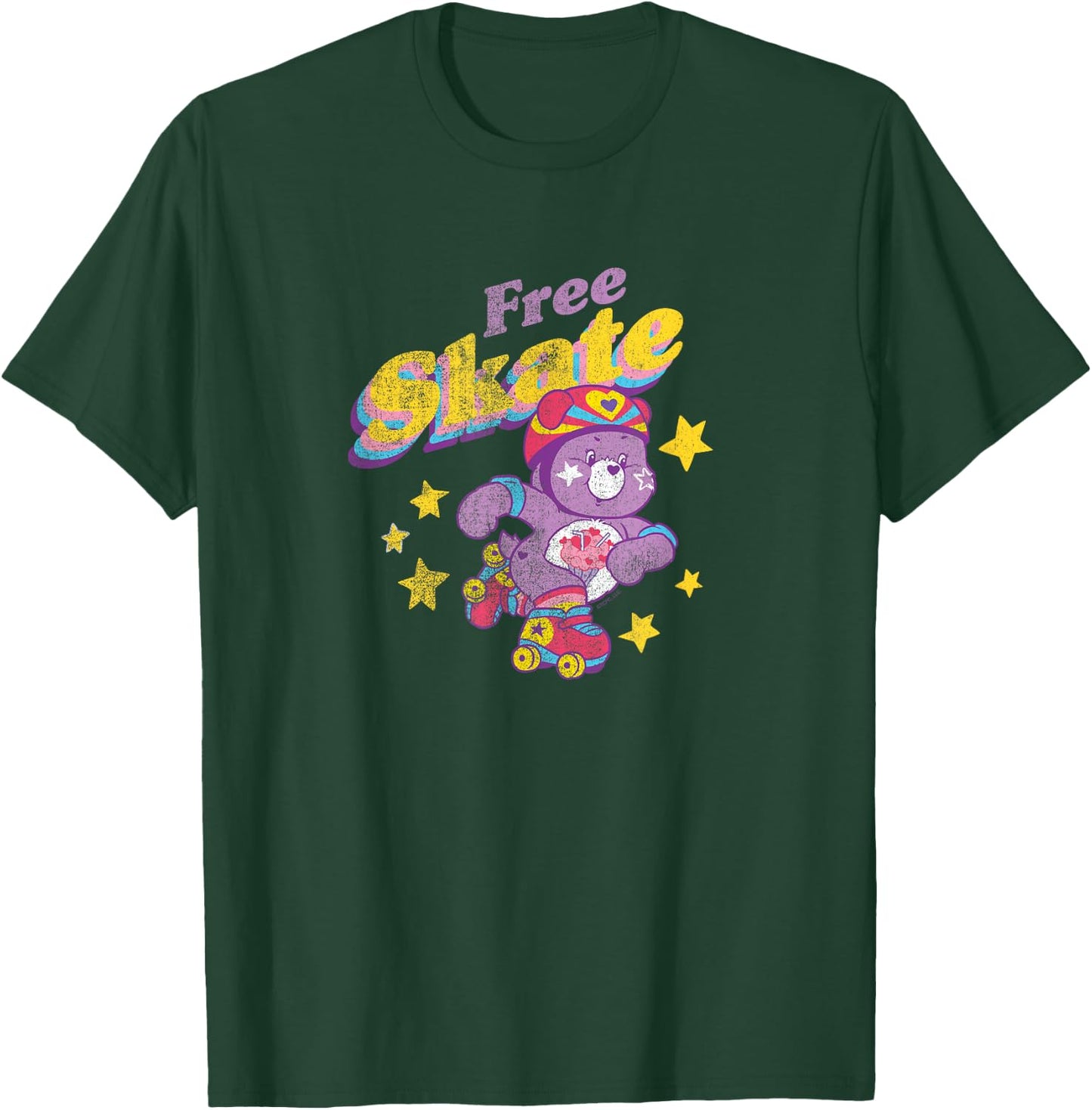 Care Bears Free Skate Roller Skating Retro Cartoon T-Shirt - T-Shirt | Forest