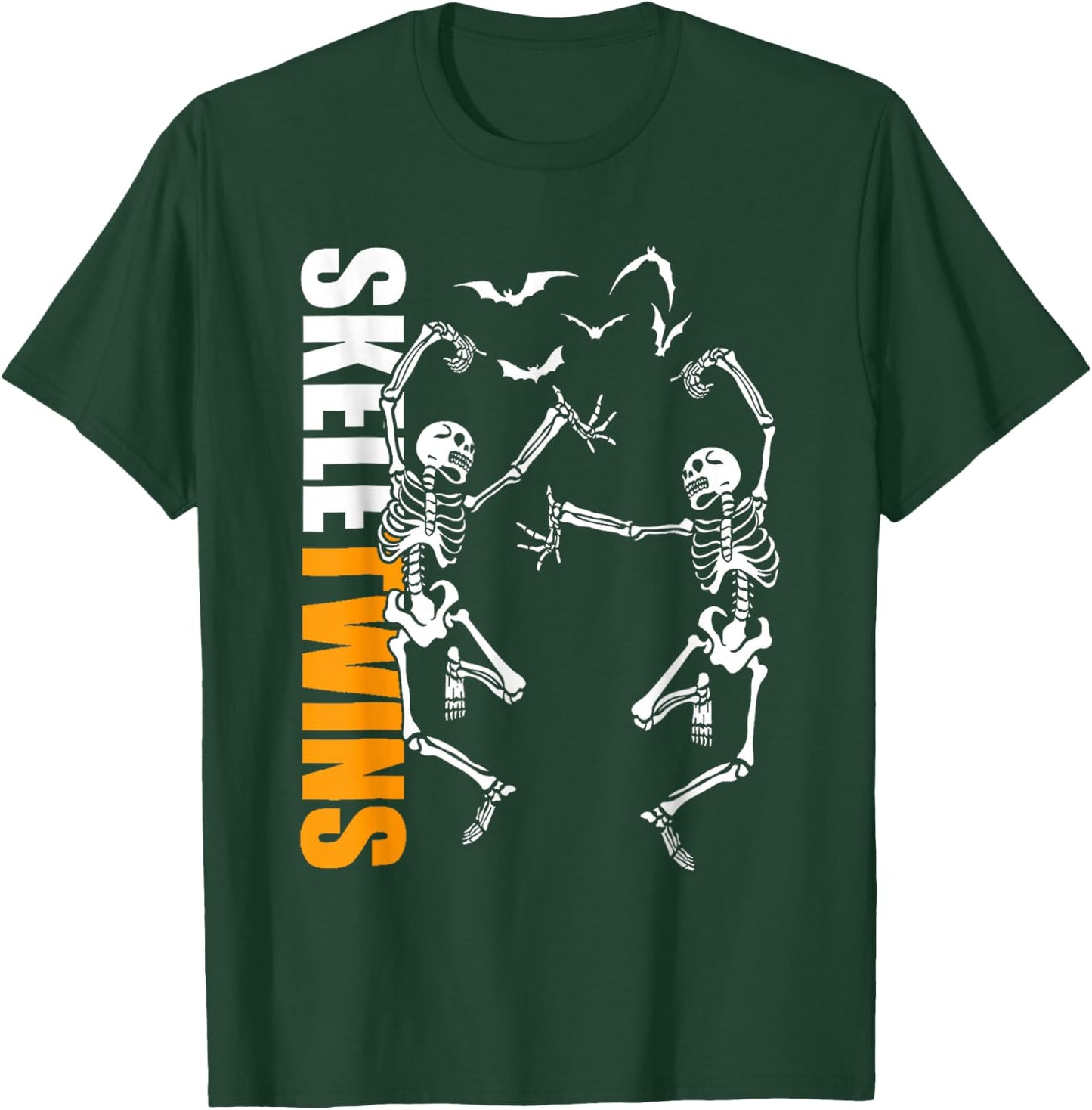 Twins Halloween Matching Skeletwins Funny Dancing Skeletons T-Shirt - T-Shirt | Forest