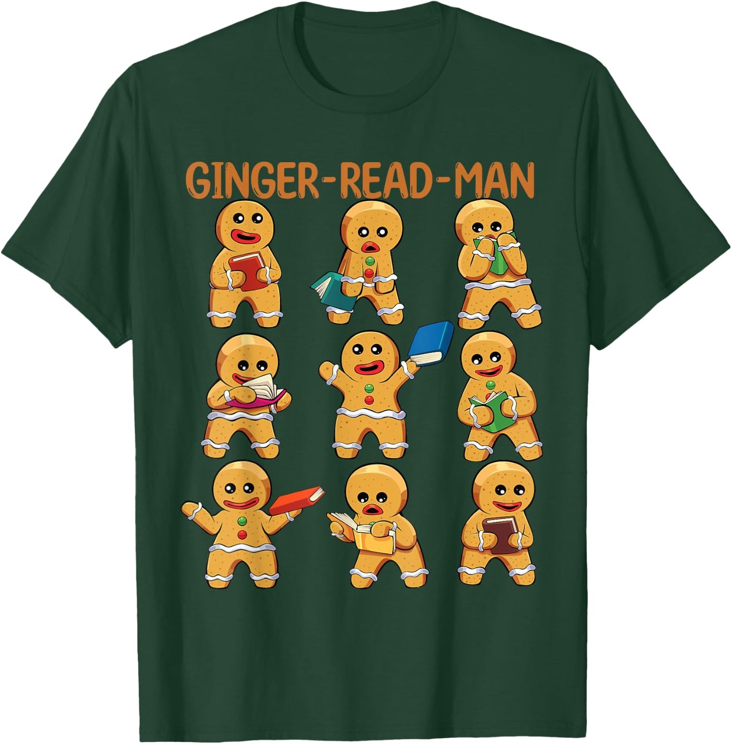 Christmas Book Reading Gingerbread Man for Kids Teachers T-Shirt - T-Shirt | Forest
