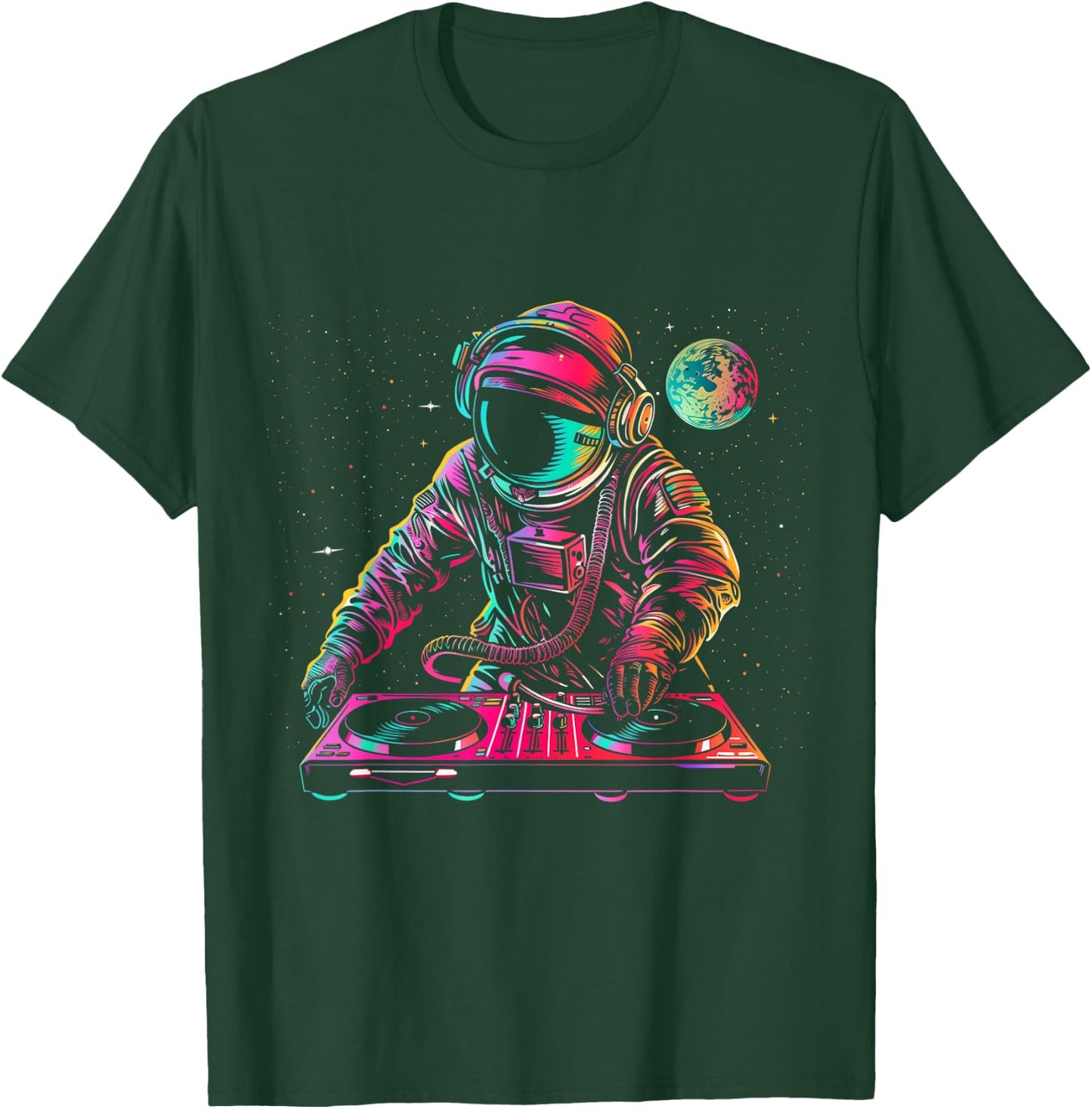 DJ Astronaut Space EDM Techno House Music Vinyl Record Funny T-Shirt - T-Shirt | Forest