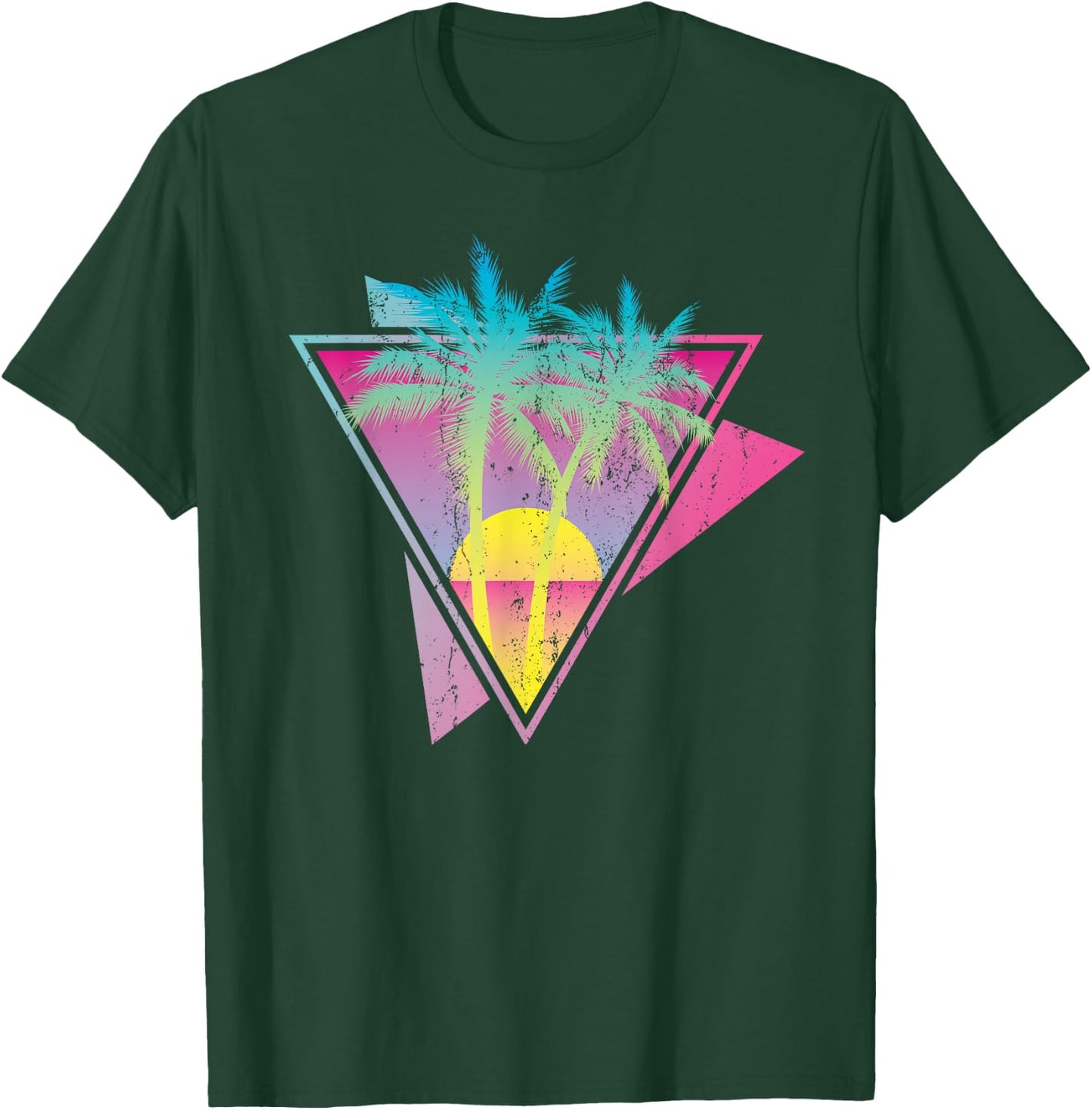 Retro 80s Art Tropical Sunset Palm Trees 90s Vaporwave T-Shirt - T-Shirt | Forest