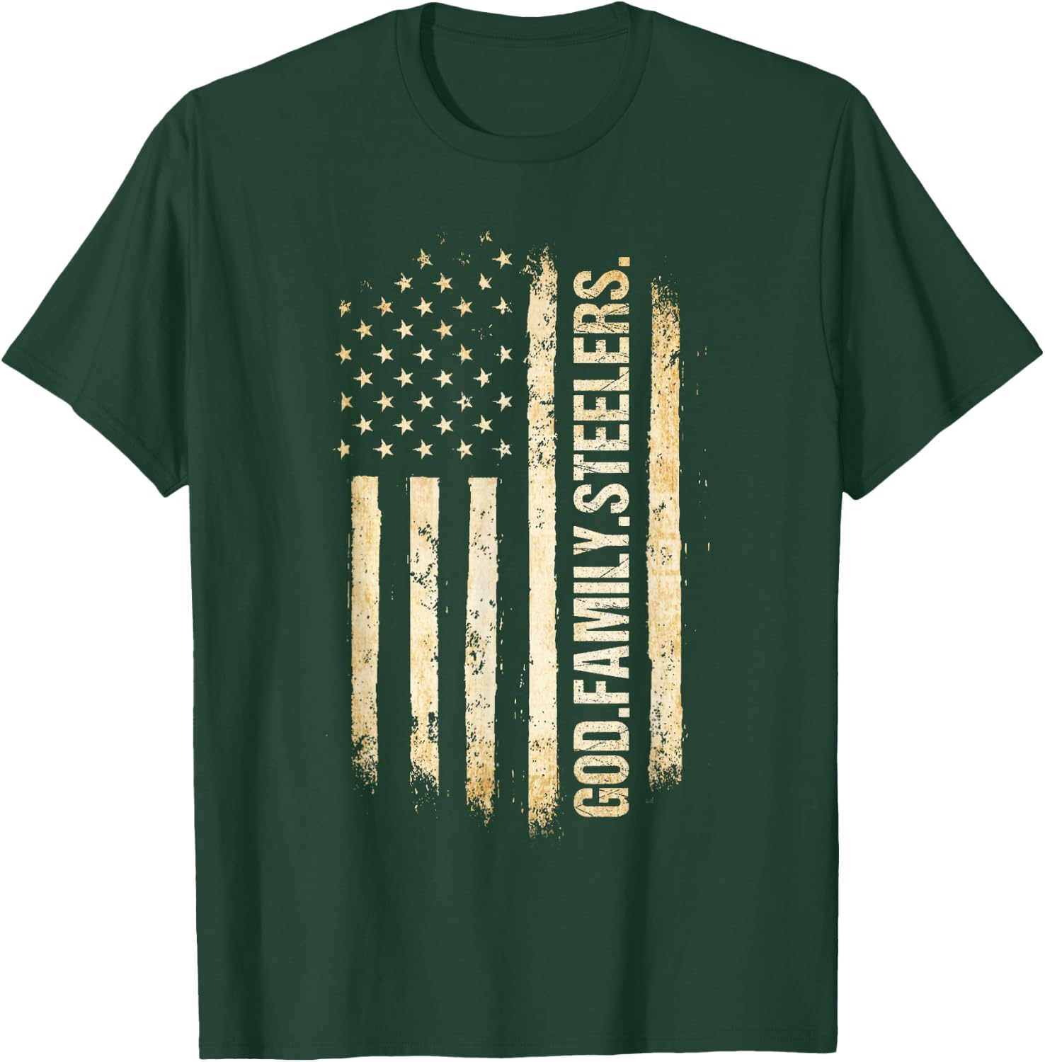 God Family Steelers Pro US American Flag Father's Day T-Shirt - T-Shirt | Forest