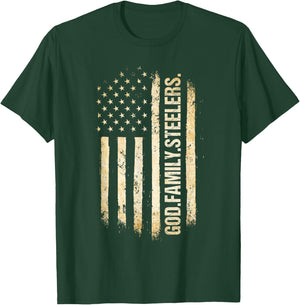 God Family Steelers Pro US American Flag Father's Day T-Shirt - T-Shirt | Forest