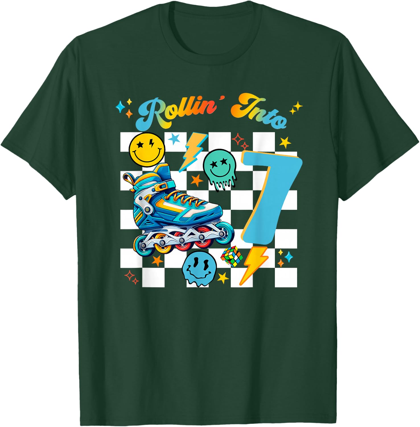 Roller Skating Birthday Dude Boy Roller Skates Retro Party T-Shirt - T-Shirt | Forest