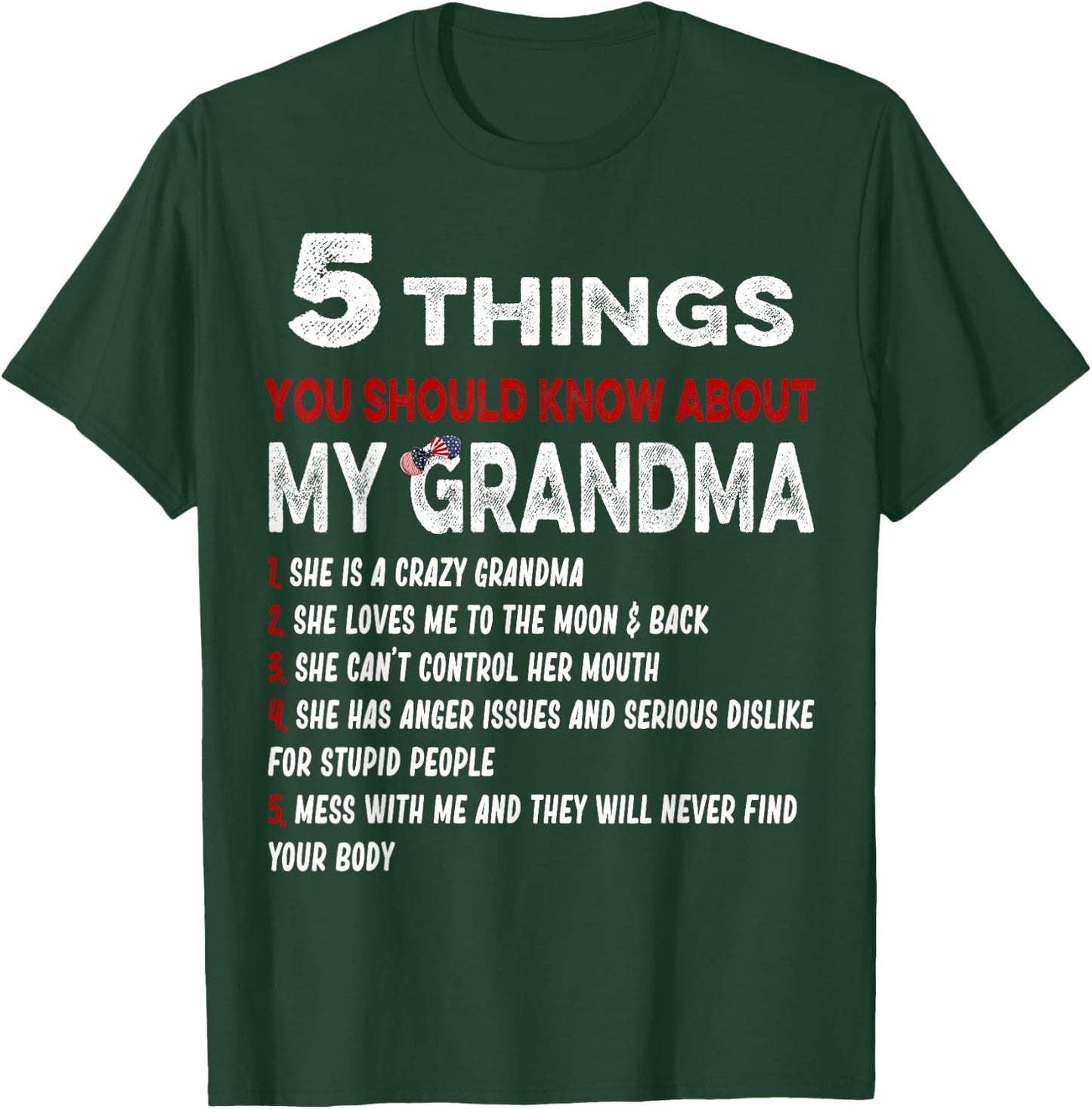 5 Things You Should Know About My Grandma Funny Grandma Gift T-Shirt - T-Shirt | Forest