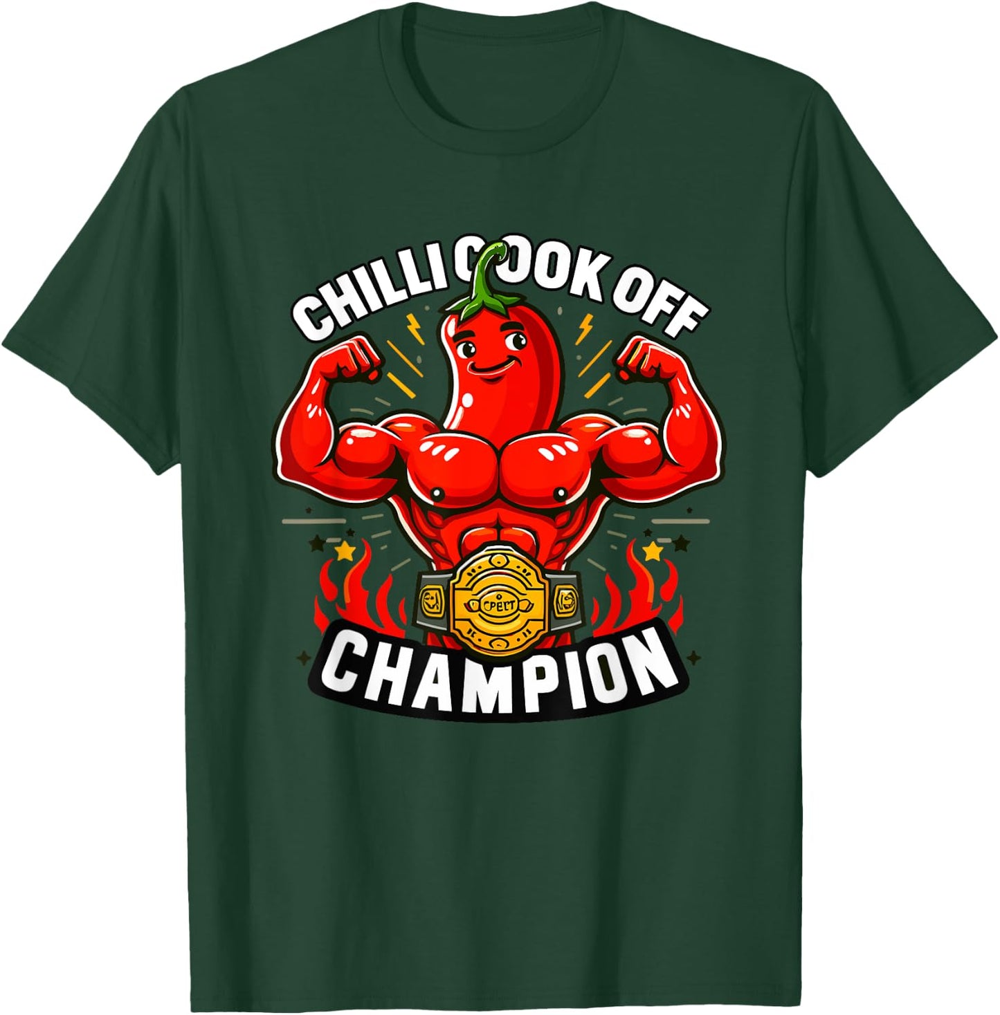 Funny Chili Cook Off Champion Chef Peppers Spicy Food T-Shirt - T-Shirt | Forest
