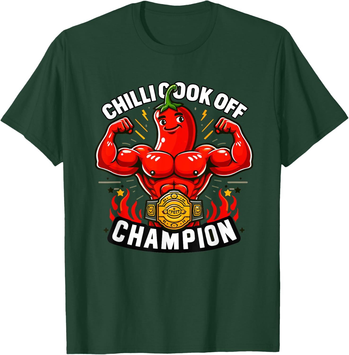 Funny Chili Cook Off Champion Chef Peppers Spicy Food T-Shirt - T-Shirt | Forest