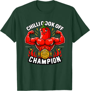 Funny Chili Cook Off Champion Chef Peppers Spicy Food T-Shirt - T-Shirt | Forest