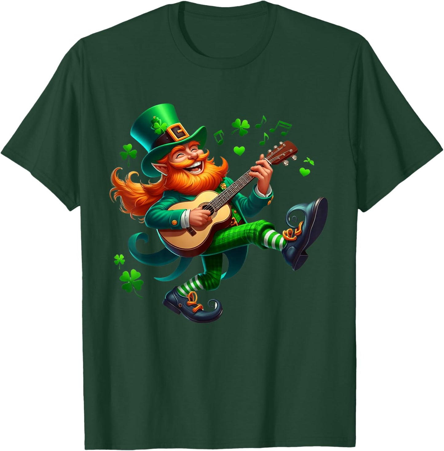 Leprechaun Playing Guitar Irish Dance St Patricks Day T-Shirt - T-Shirt | Forest