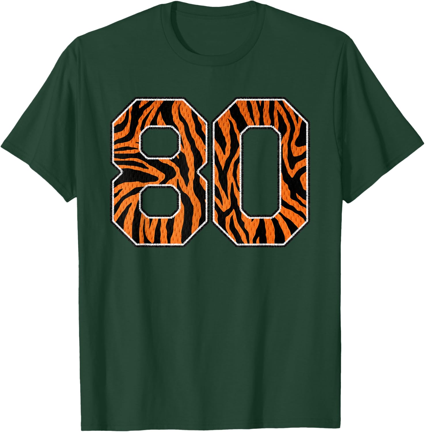 Number 80 in Orange Tiger Print Fanwear Sports Jersey Player T-Shirt - T-Shirt | Forest