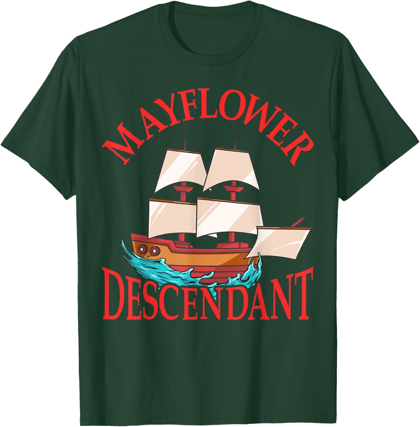 Kids Mayflower Descendant Ship History Gift Pilgrim Fathers T-Shirt - T-Shirt | Forest