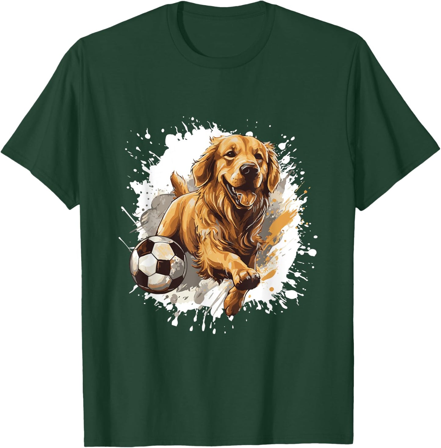 Golden Retriever Dog Playing Soccer Sports Team Animal T-Shirt - T-Shirt | Forest