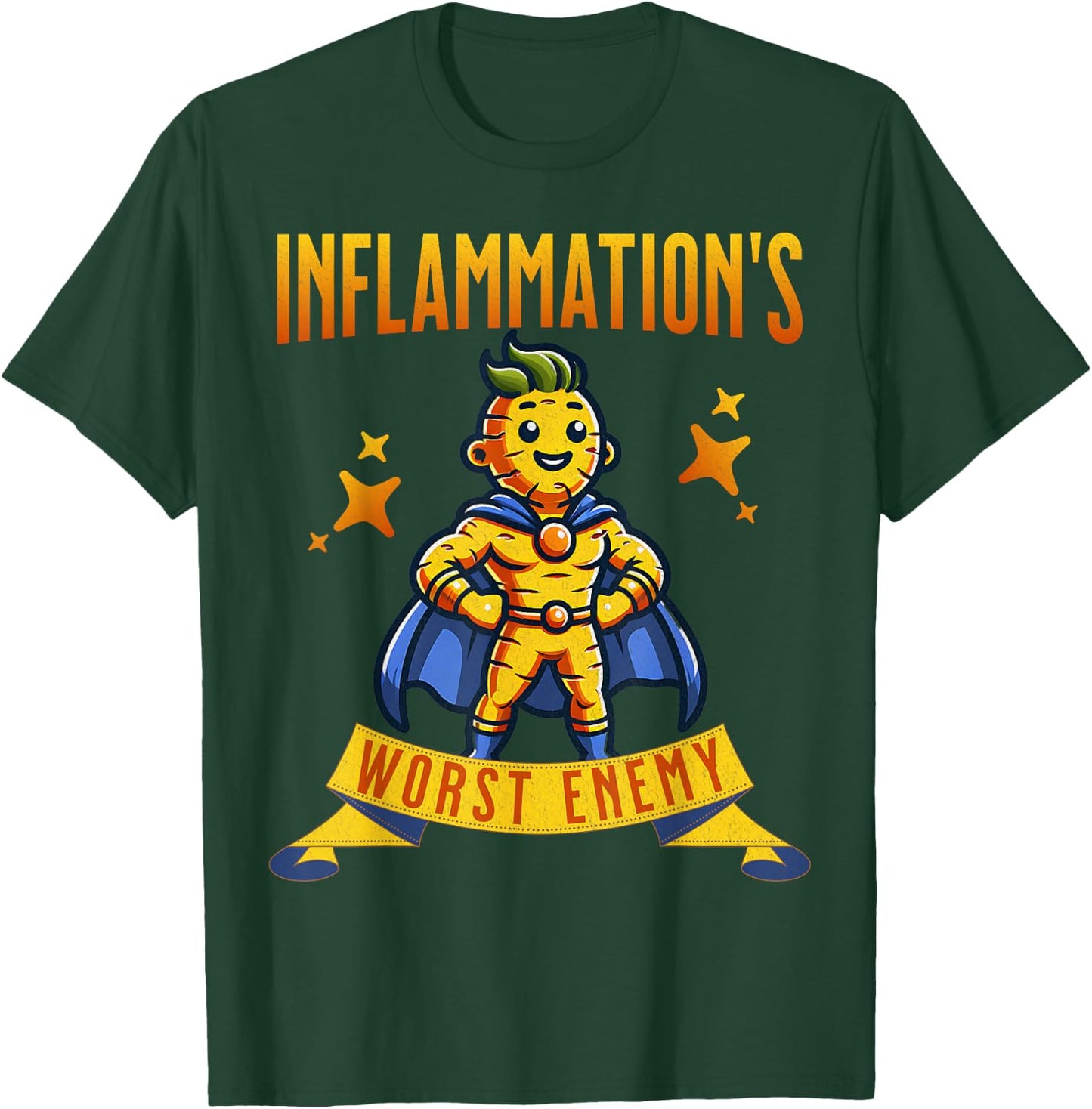 Turmeric Superhero: Curcumin Power & Inflammation Fighter T-Shirt - T-Shirt | Forest