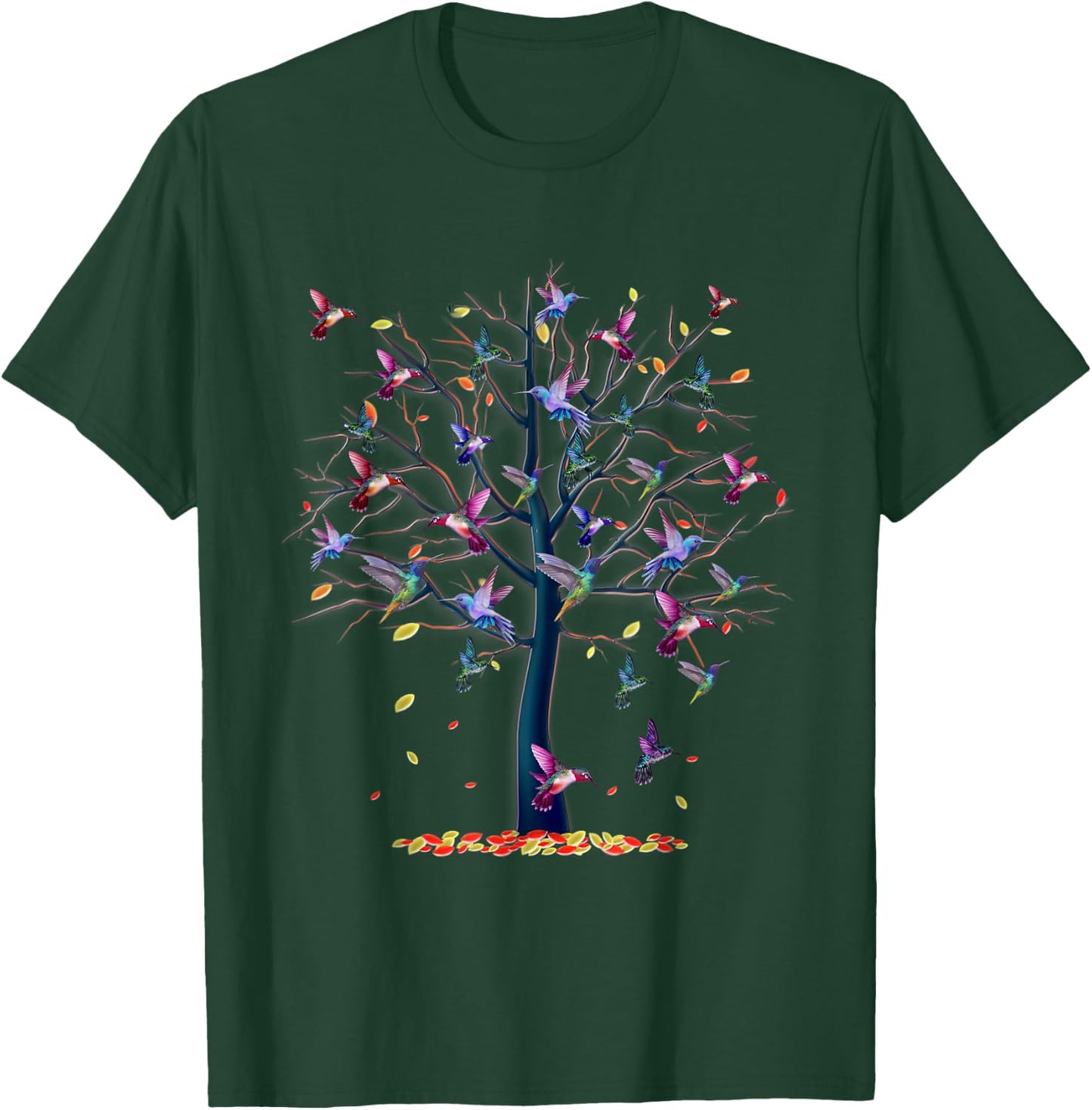 Hummingbird Tree Beautiful Tropical Bird T-Shirt - T-Shirt | Forest