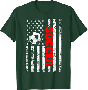 US American Flag Soccer Patriotic Soccer T-Shirt - T-Shirt | Forest