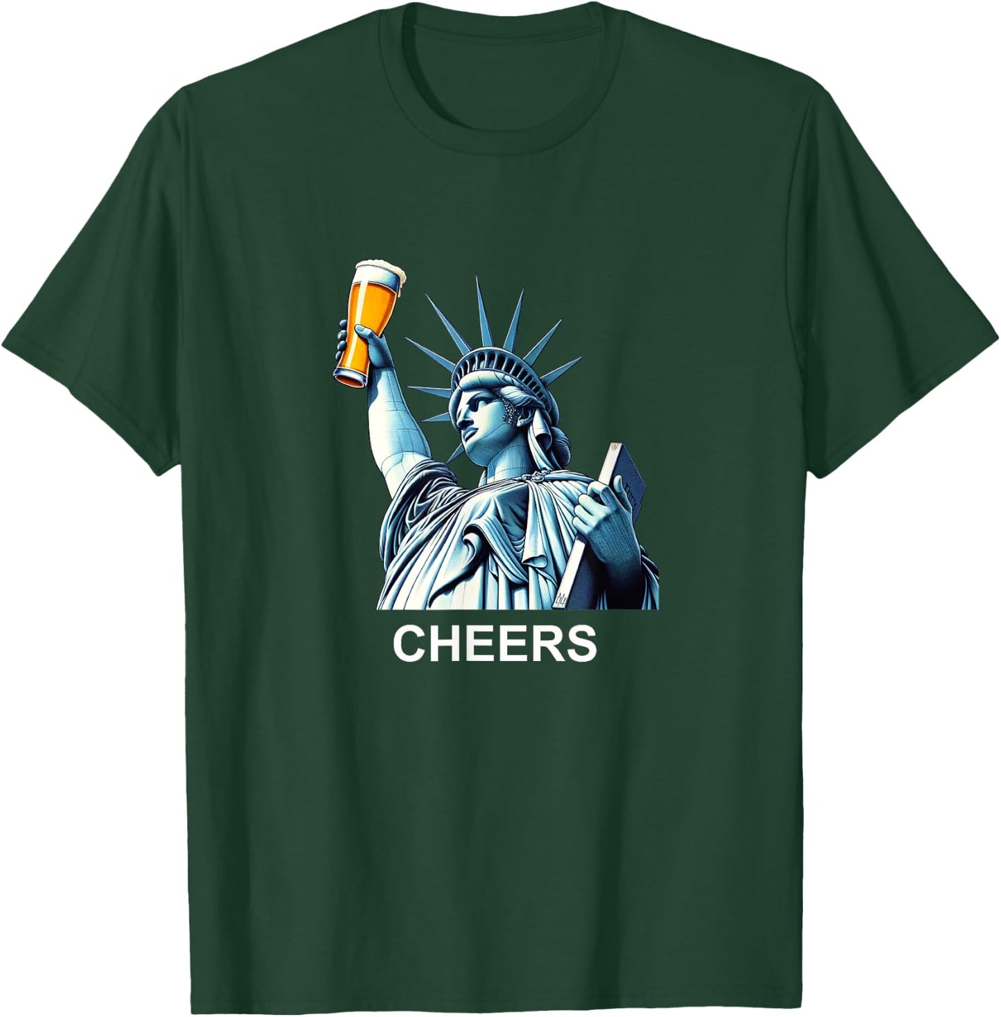 Cheers To America - Statue Of Liberty With Beer Pint T-Shirt - T-Shirt | Forest