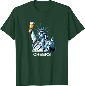 Cheers To America - Statue Of Liberty With Beer Pint T-Shirt - T-Shirt | Forest