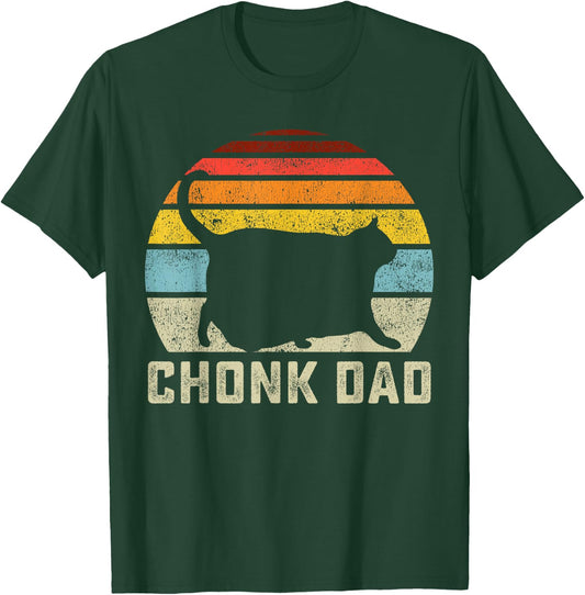 Chonk Cat Dad Scale Meme Funny Retro Style Daddy Cats Memes T-Shirt - T-Shirt | Forest