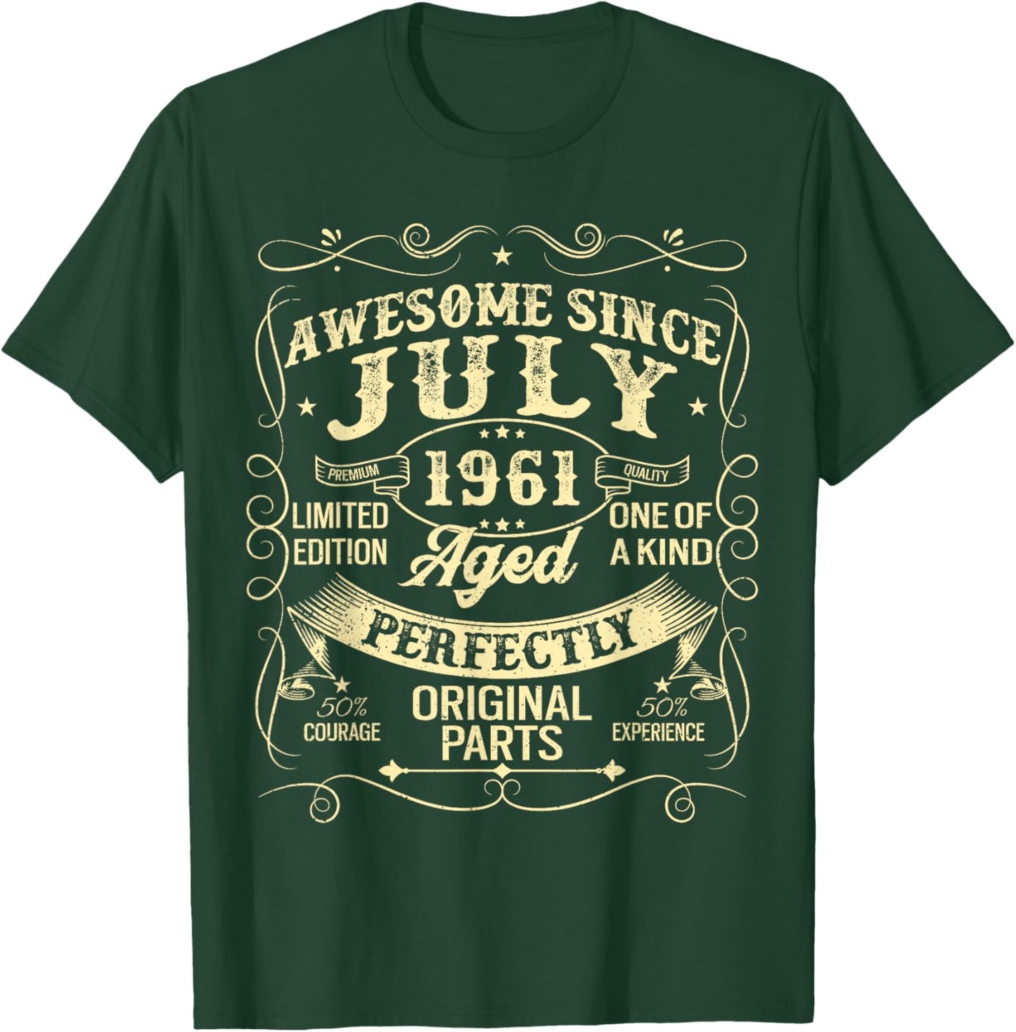 Awesome Since July 1961 Year Of Birth Birthday 1961 Vintage T-Shirt - T-Shirt | Forest