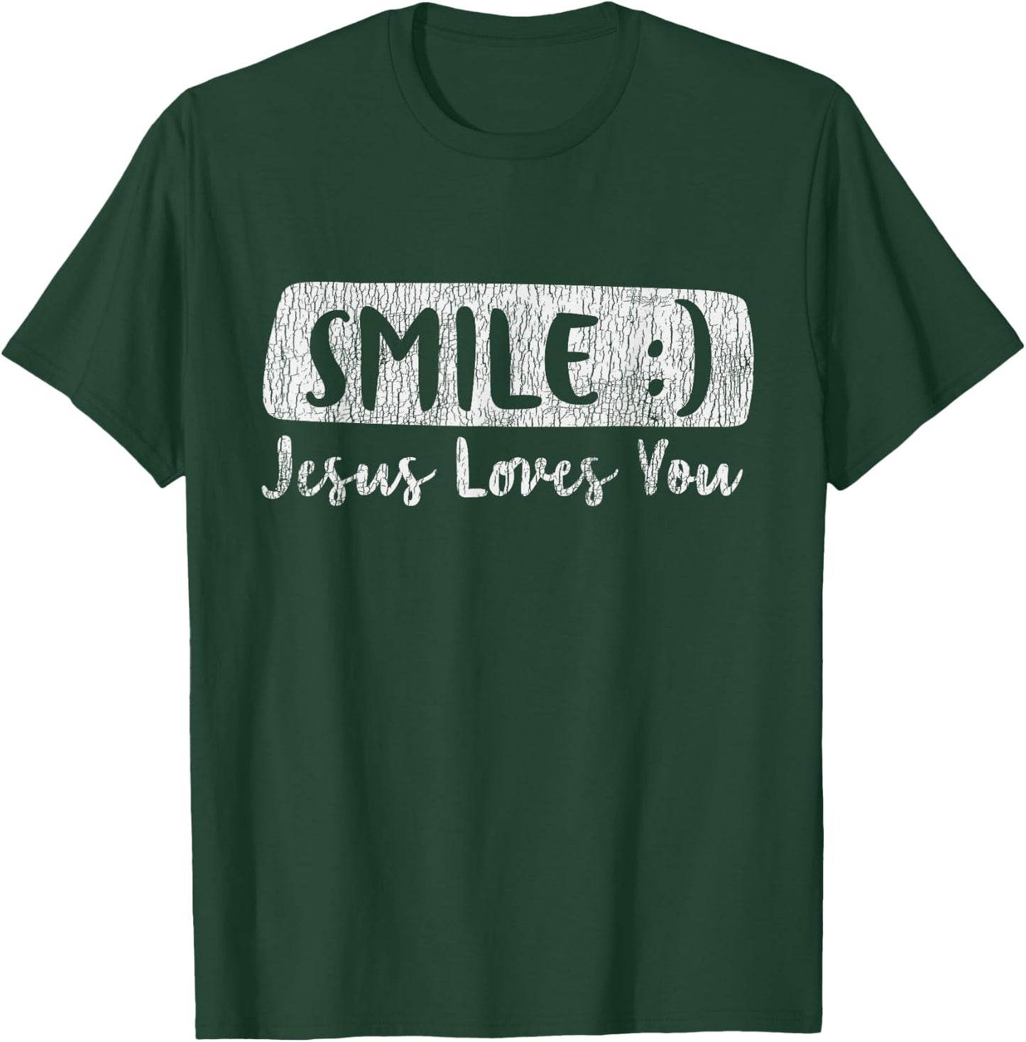 Vintage Smile Loves You Jesus Religious Faith Christian Gift T-Shirt - T-Shirt | Forest