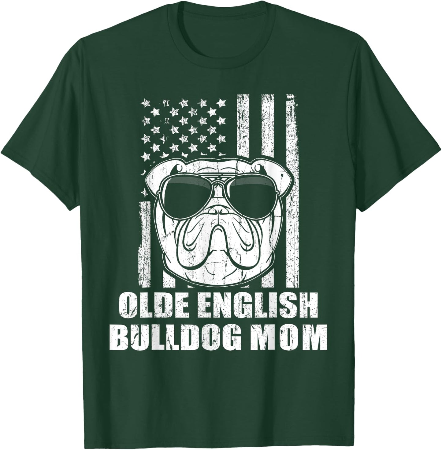 Olde English Bulldog Mom Cool Vintage Retro Proud American Women Girls Kids T-Shirt - T-Shirt | Forest