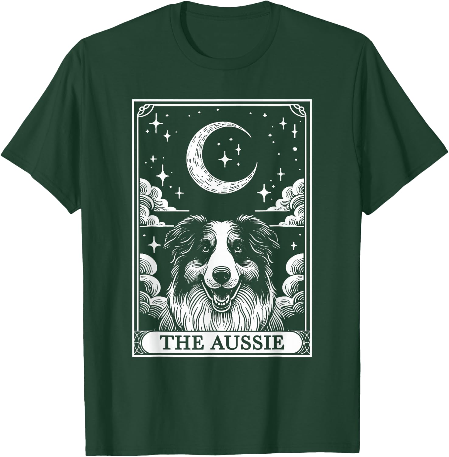 Tarot Card Vintage Crescent Moon Australian Shepherd Dog Mom T-Shirt - T-Shirt | Forest