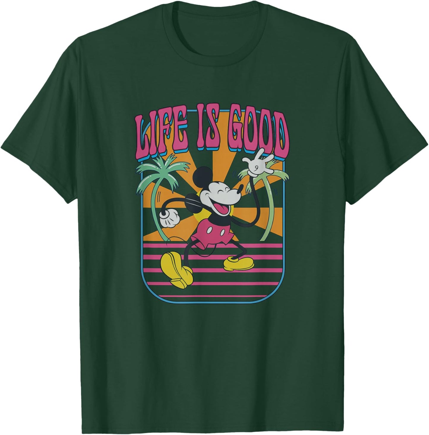 Disney Mickey and Friends Life is Good Summer Vibes Vintage T-Shirt - T-Shirt | Forest