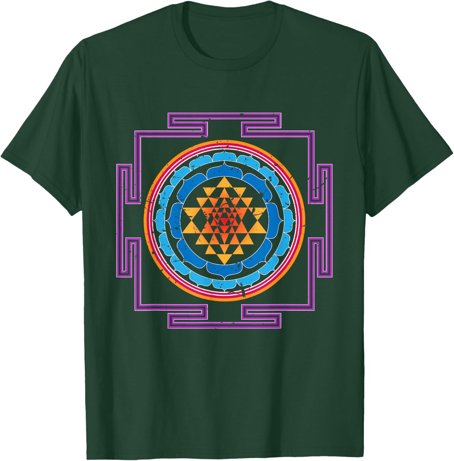 Colored Luck and Prosperity SRI YANTRA T-Shirt - T-Shirt | Forest