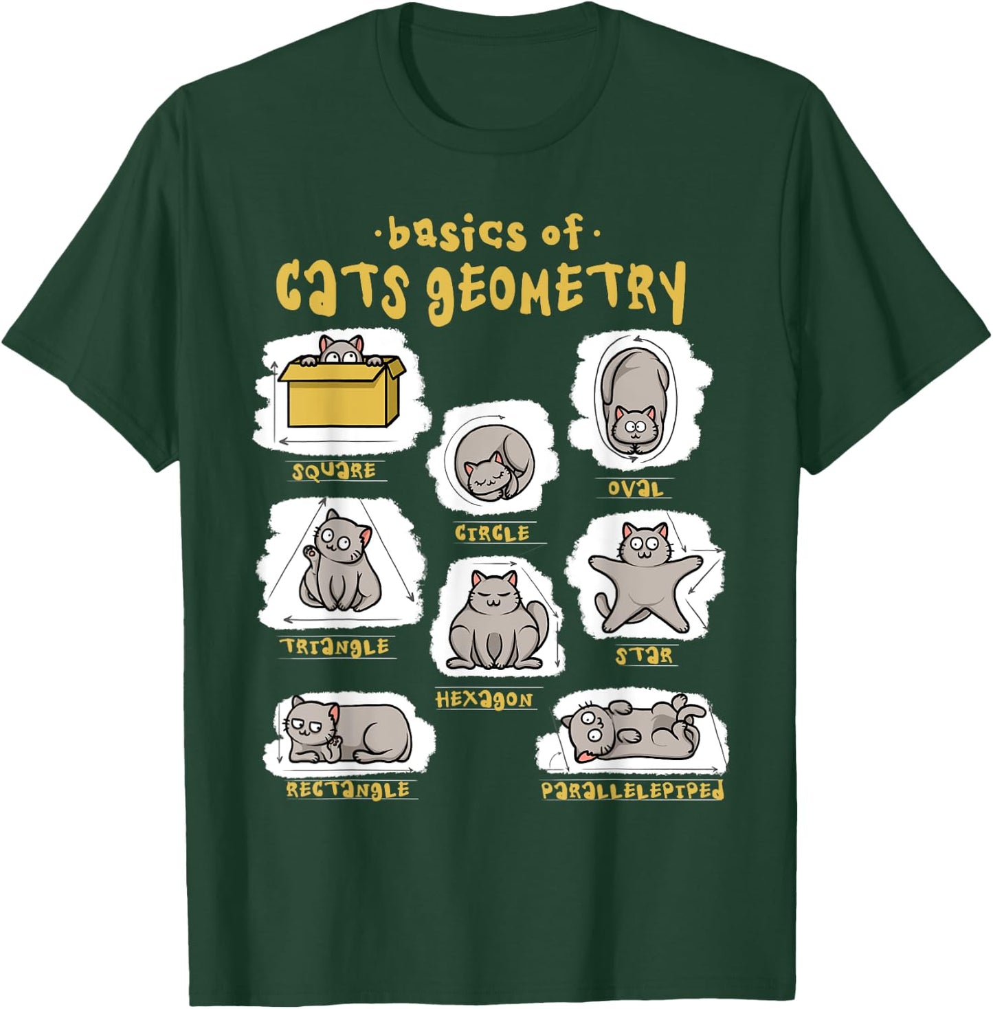 Funny Cat Shirt Basics Cat Geometry Math Teacher Cat Owner T-Shirt - T-Shirt | Forest