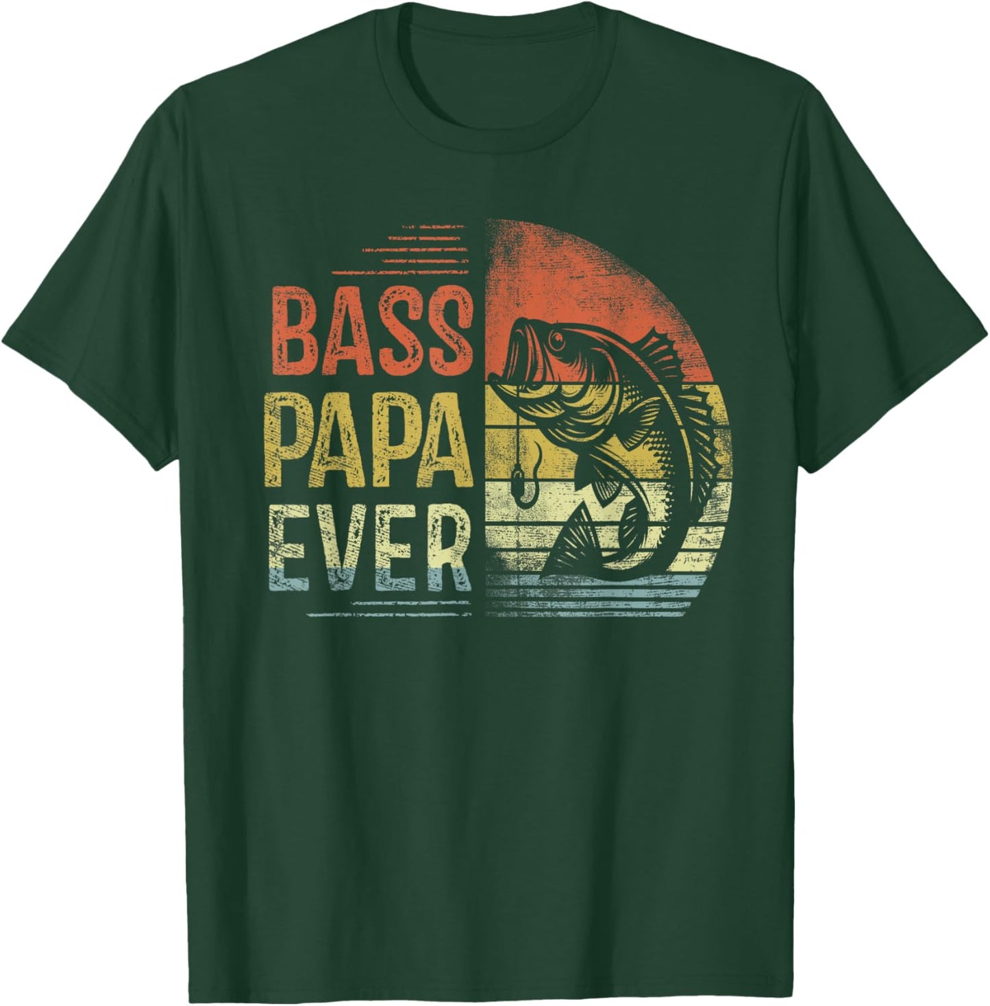 Bass Papa Ever Fishing Gifts Papa Birthday Vintage T-Shirt - T-Shirt | Forest