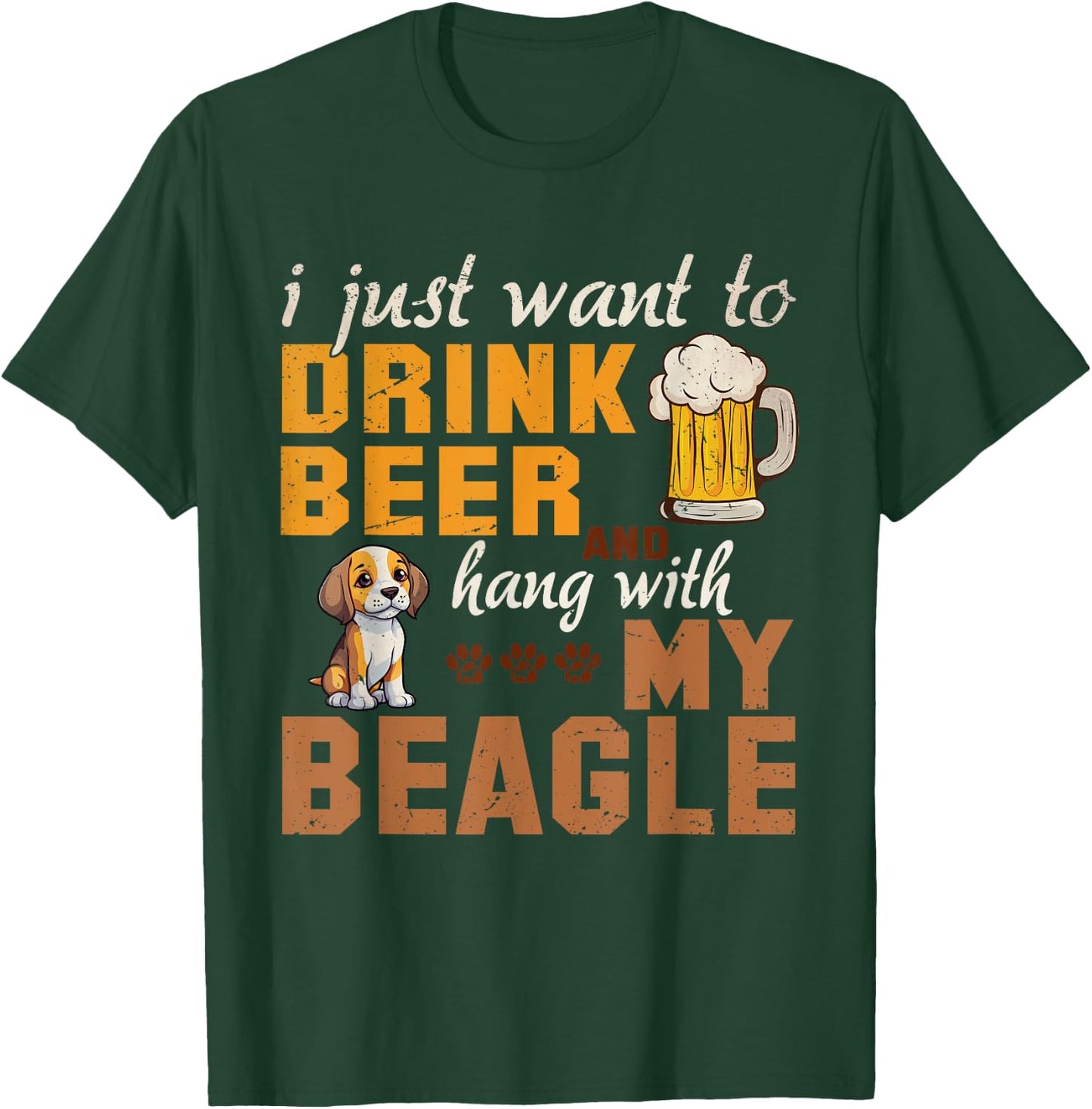 Beagle Dad Funny Father's Day Dog Lover Beer Daddy Cute Men Women T-Shirt - T-Shirt | Forest