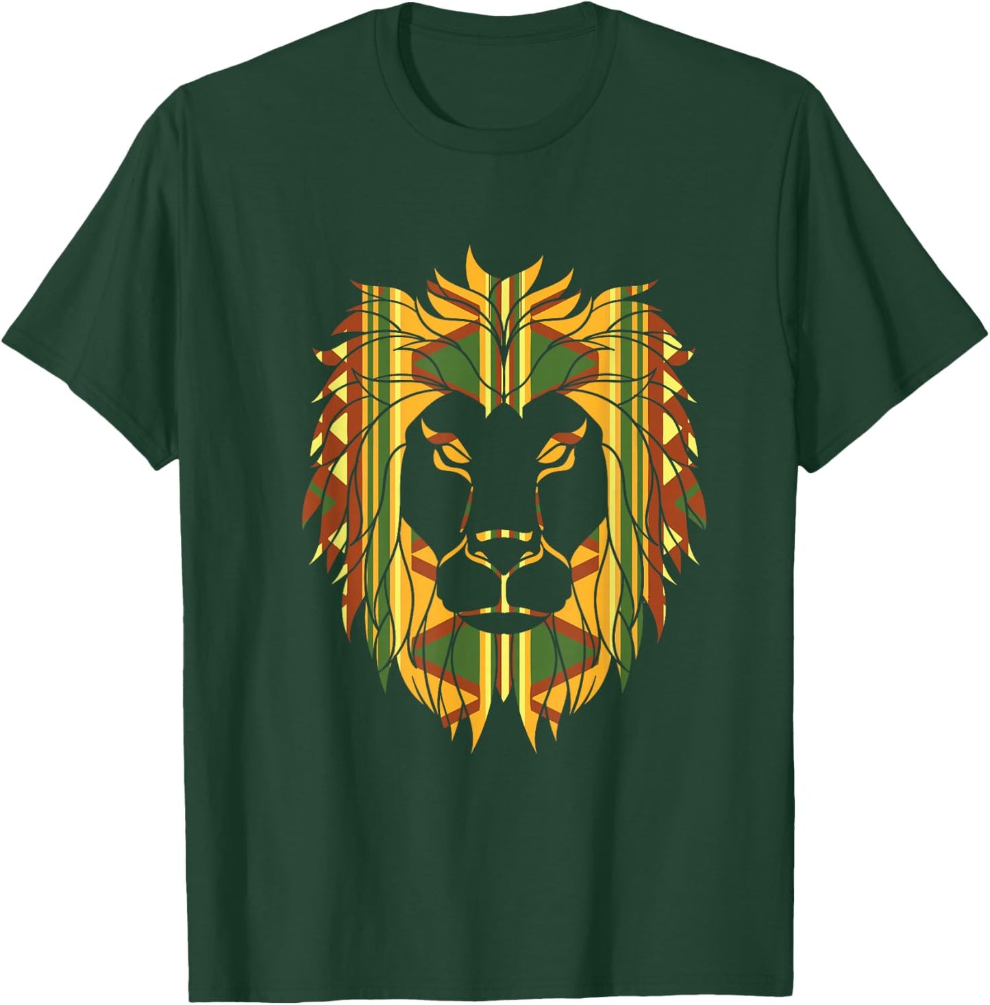 Melanin King Kente Lion African T-Shirt - T-Shirt | Forest